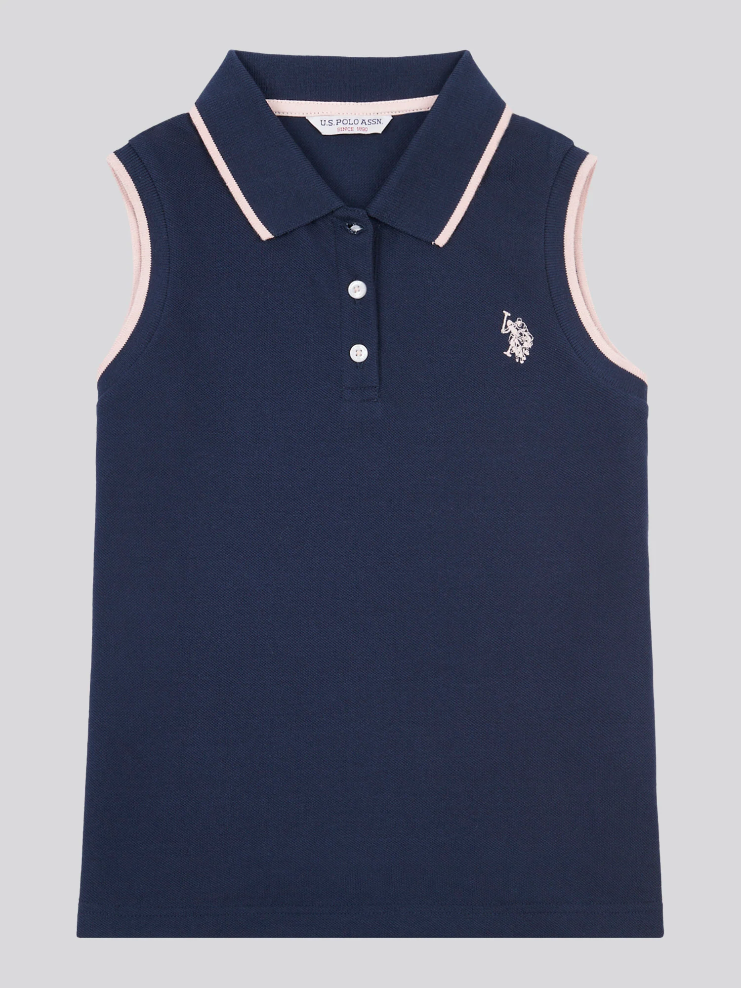 Girls Sleeveless Polo Shirt Navy Iris - Image 5