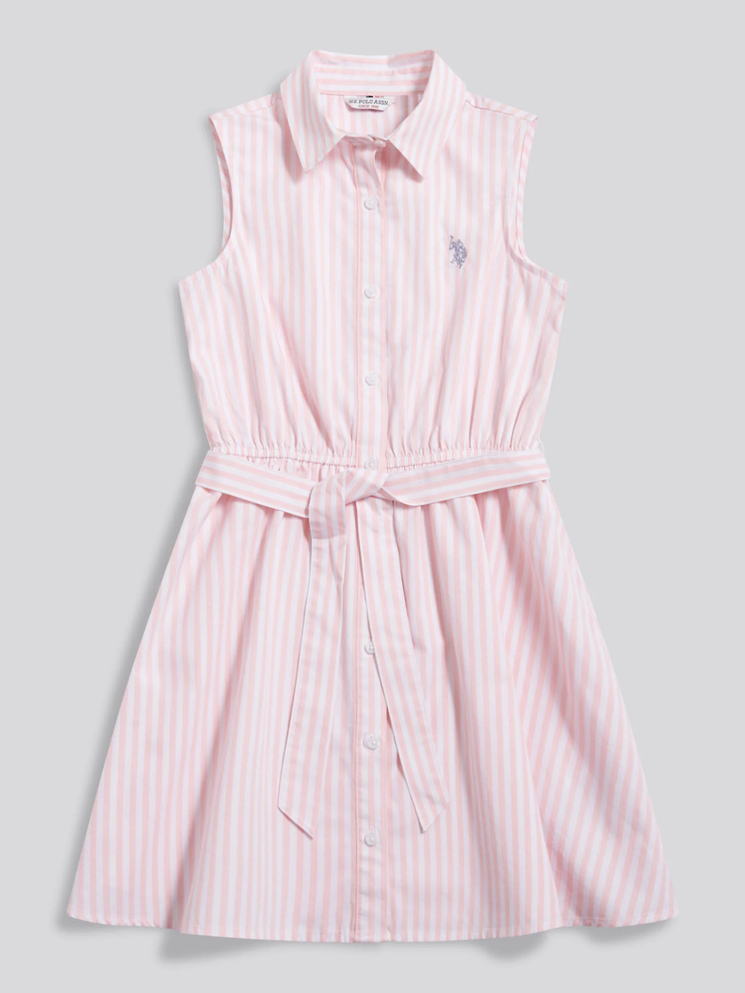 Girls Striped Sleeveless Shirt Dress Crystal Rose - Image 5