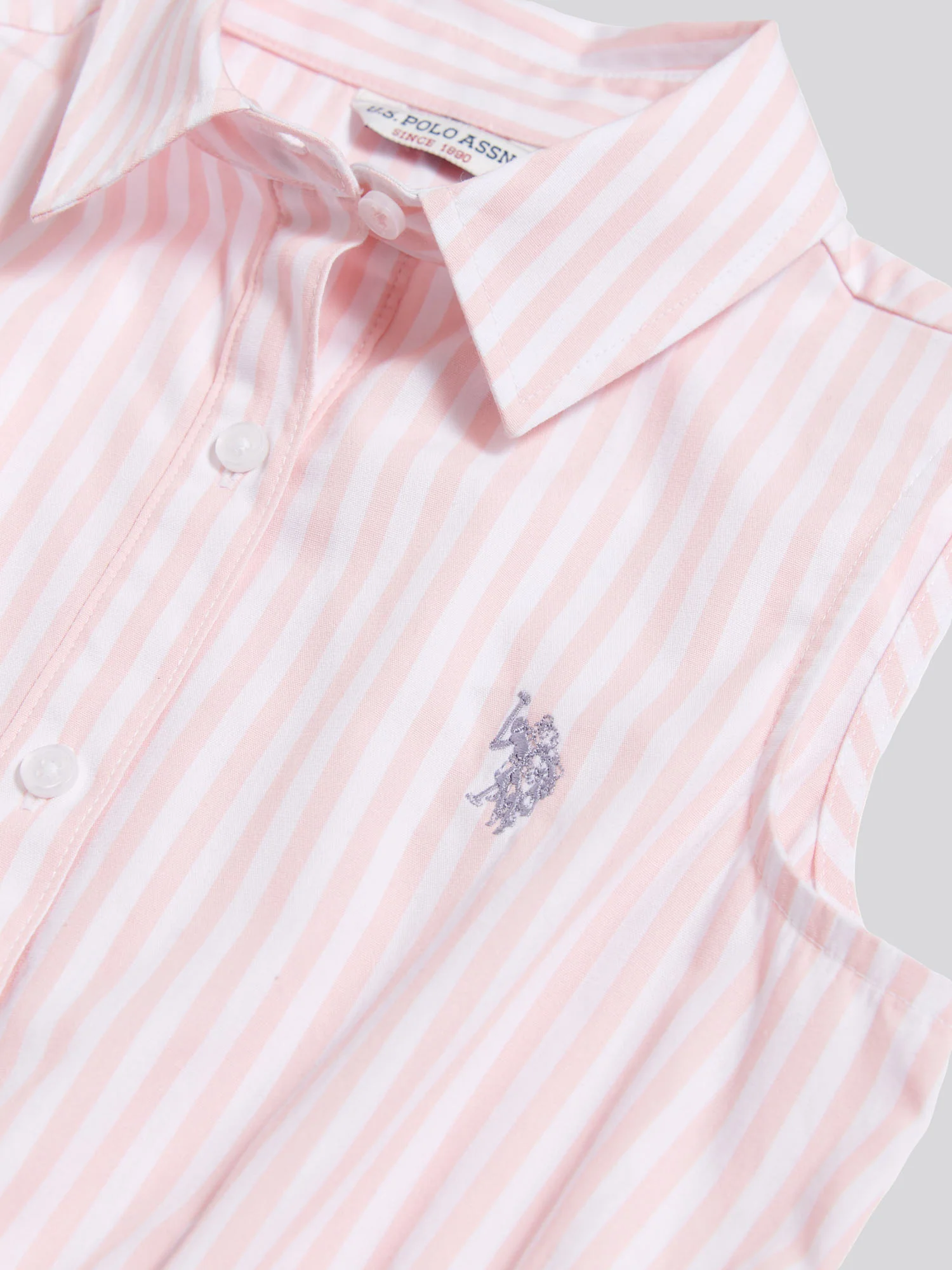 Girls Striped Sleeveless Shirt Dress Crystal Rose - Image 7