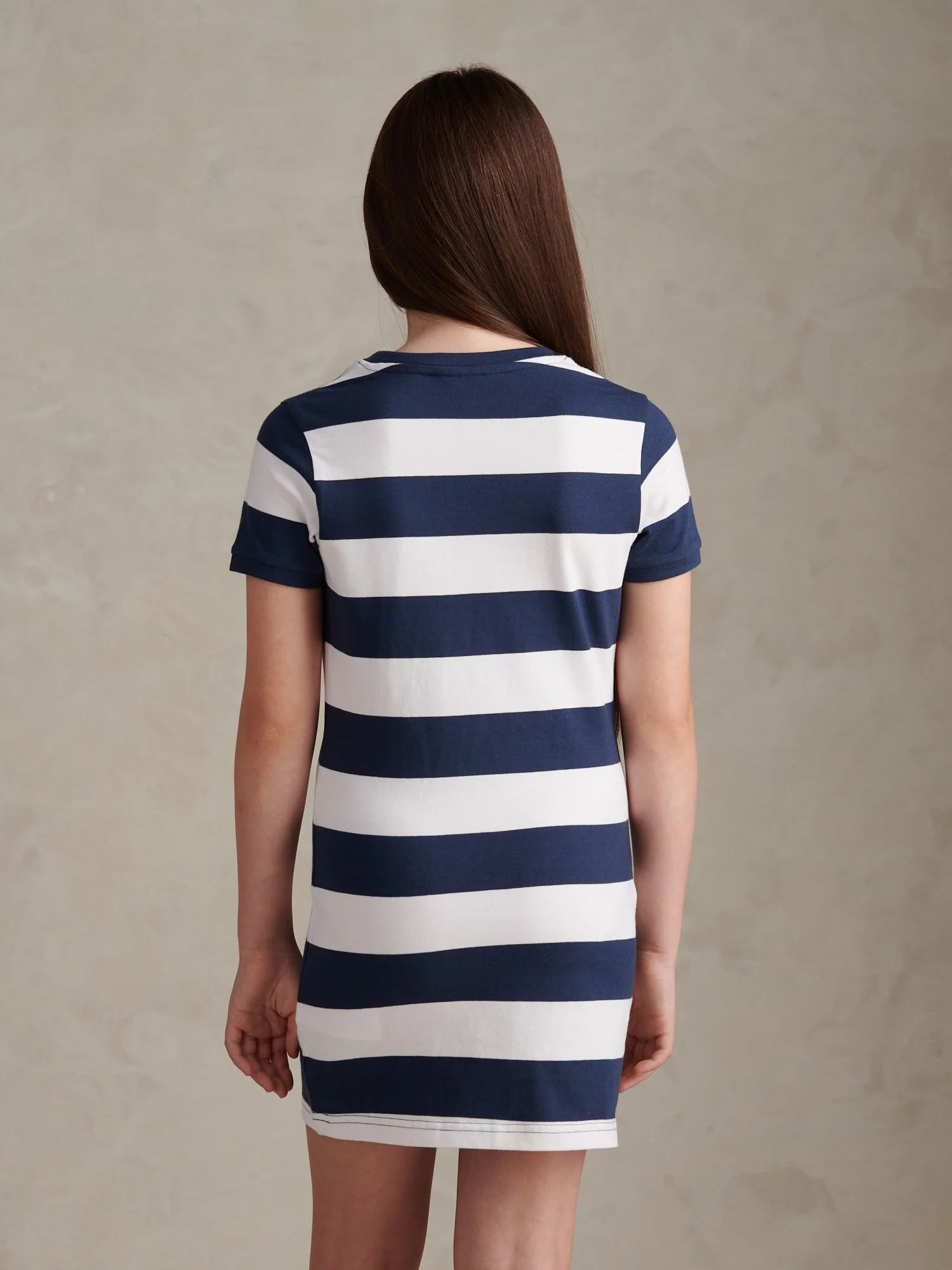 Girls Striped T-Shirt Dress Navy Iris - Image 4