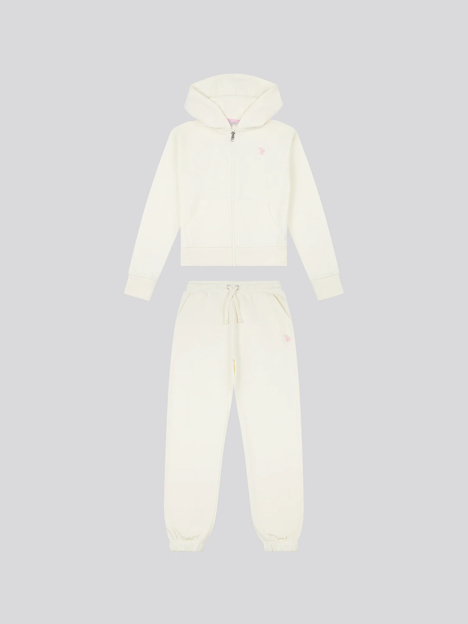 Girls Zip Hoodie & Relaxed Fit Jogger Set in Marshmallow - Image 7
