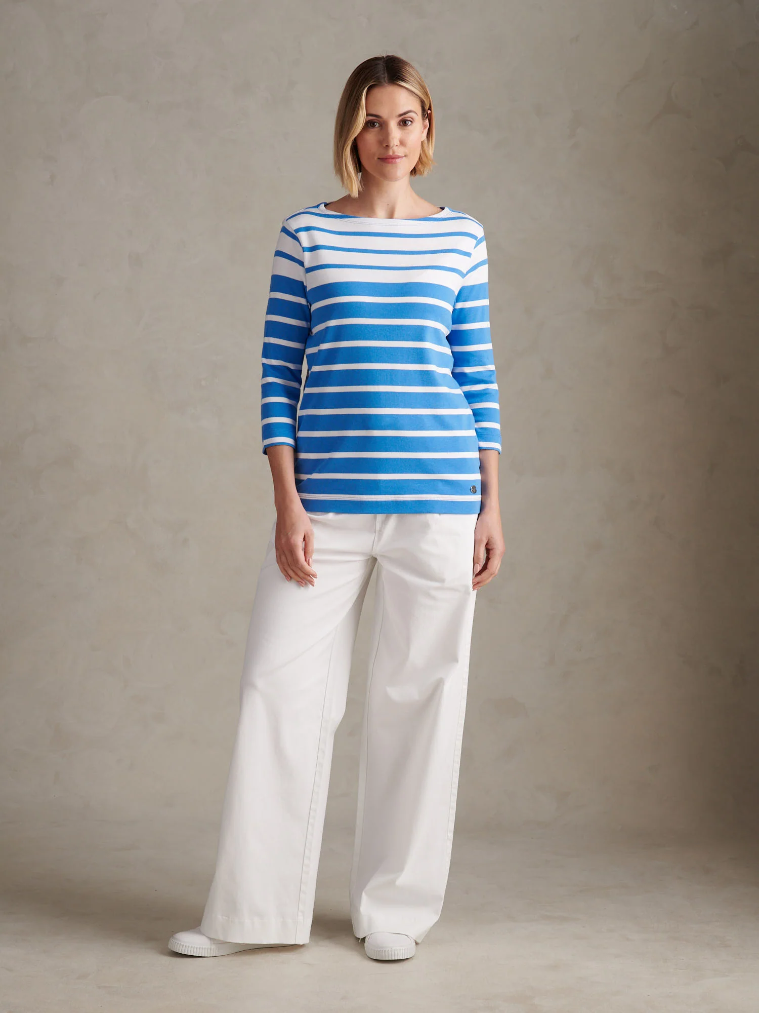 Womens Gradient Stripe Boatneck T-Shirt Regatta Blue - Image 3