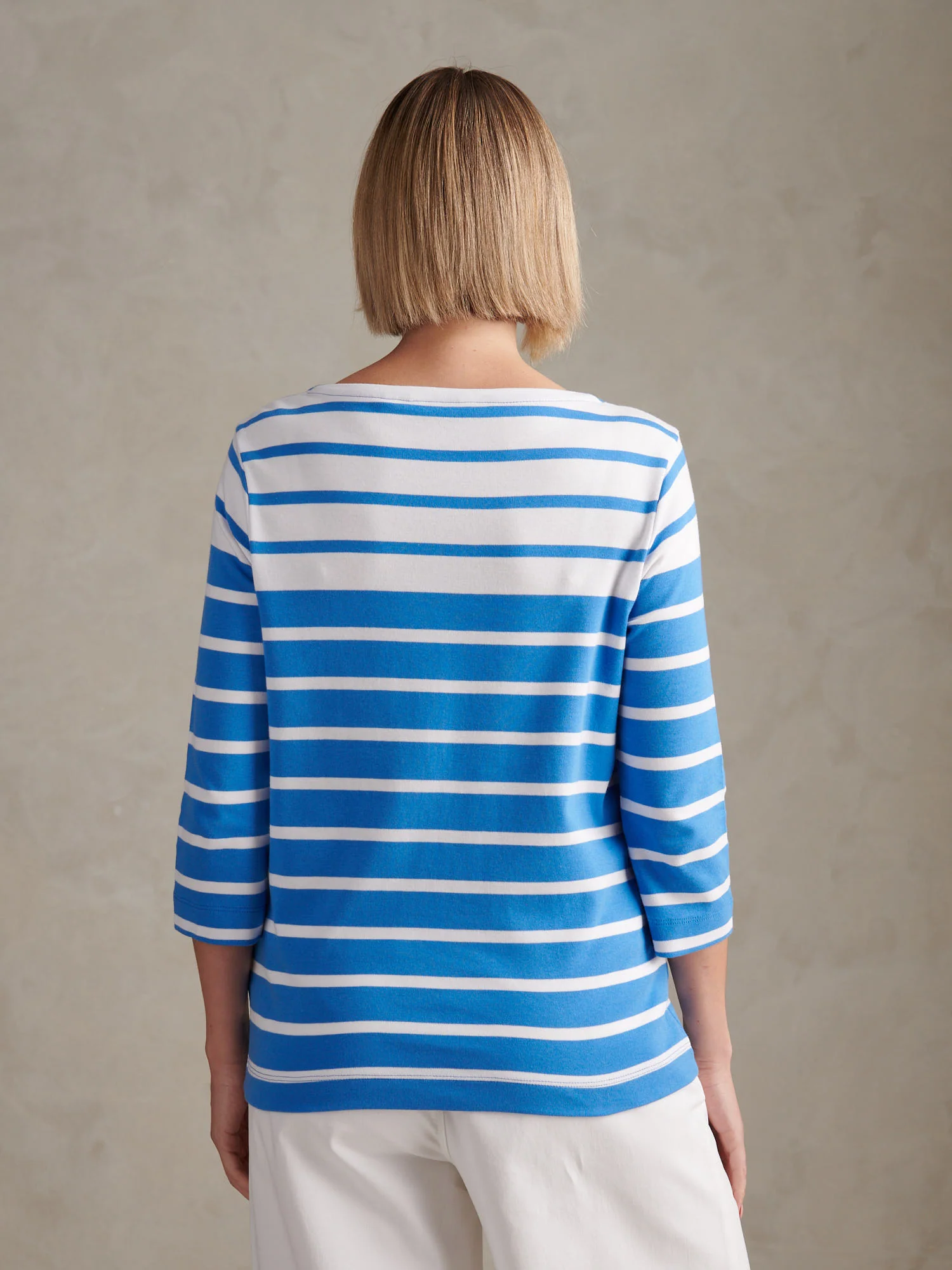 Womens Gradient Stripe Boatneck T-Shirt Regatta Blue - Image 4