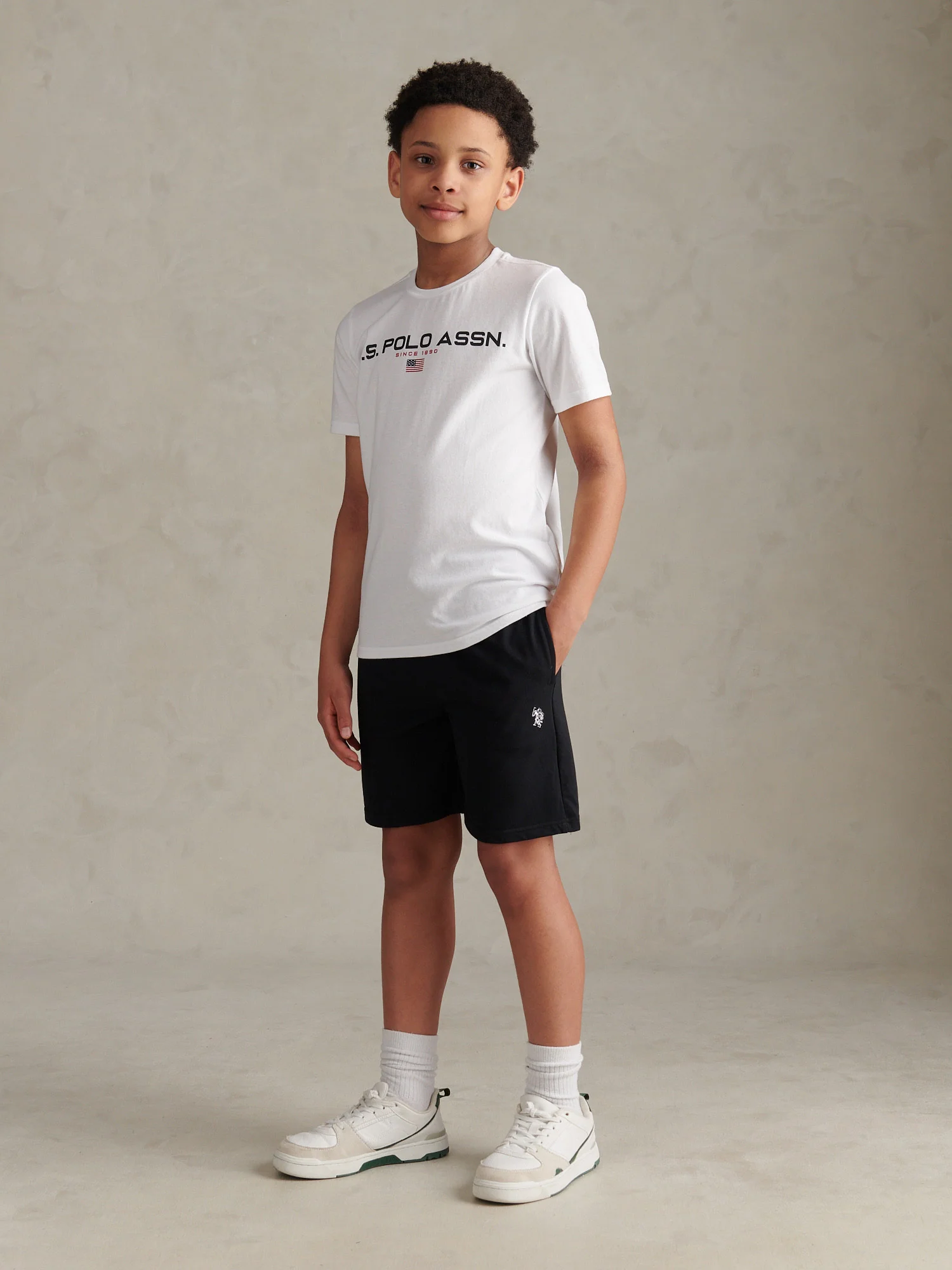Boys Flag Graphic T-Shirt & Short Set Bright White - Image 4