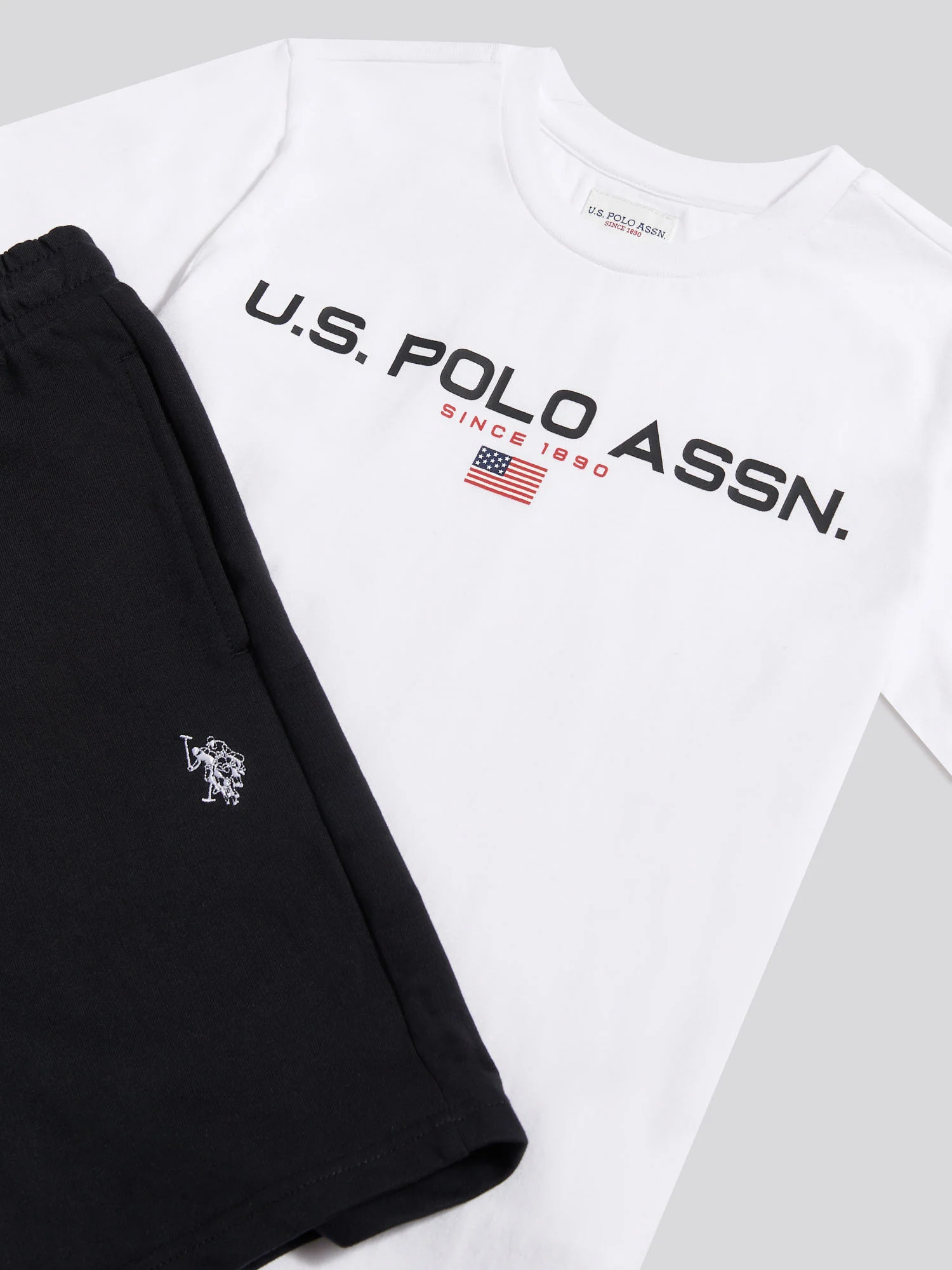 Boys Flag Graphic T-Shirt & Short Set Bright White - Image 8