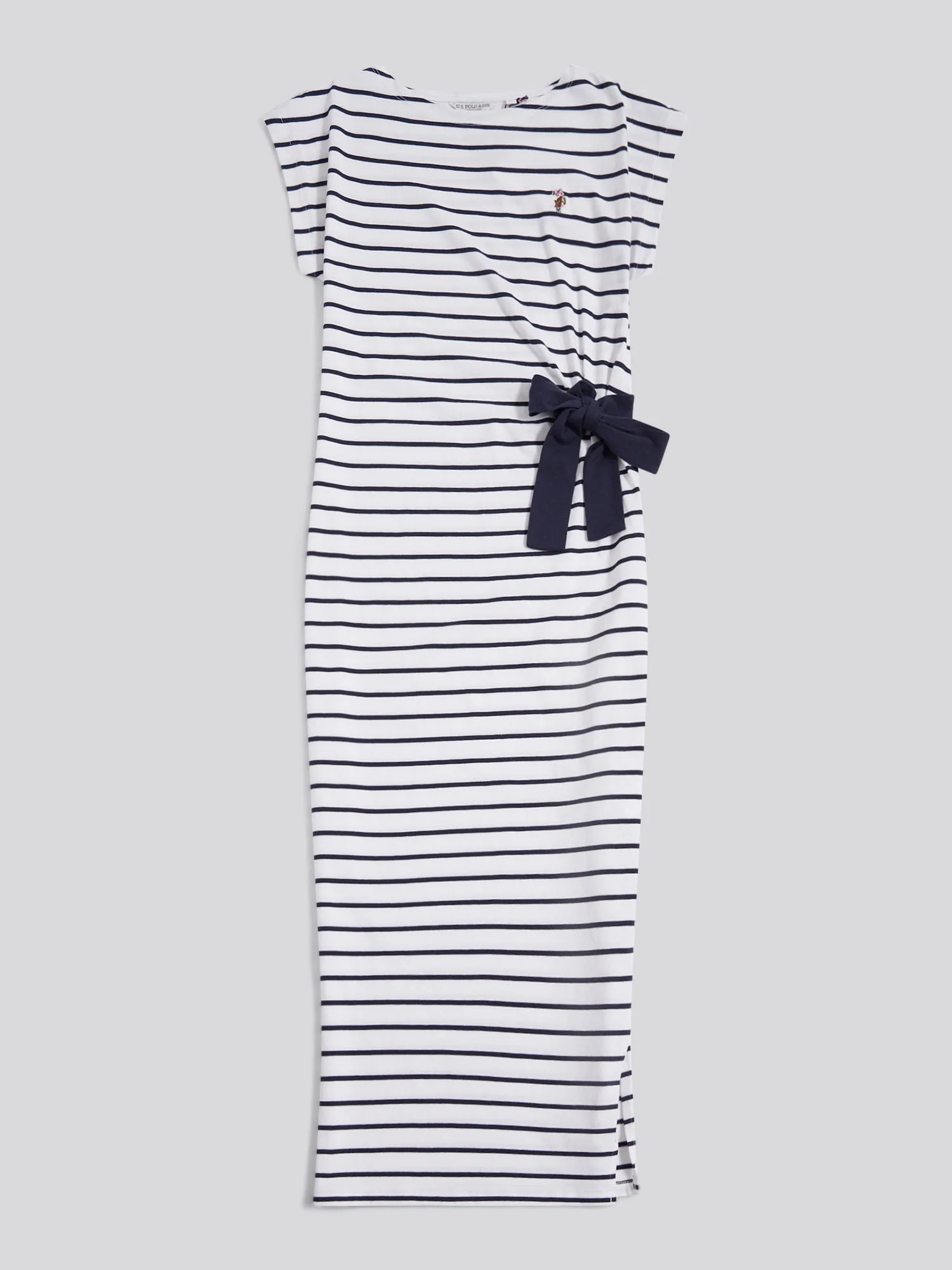 Womens Stripe Tie Detail Midi Dress Bright White