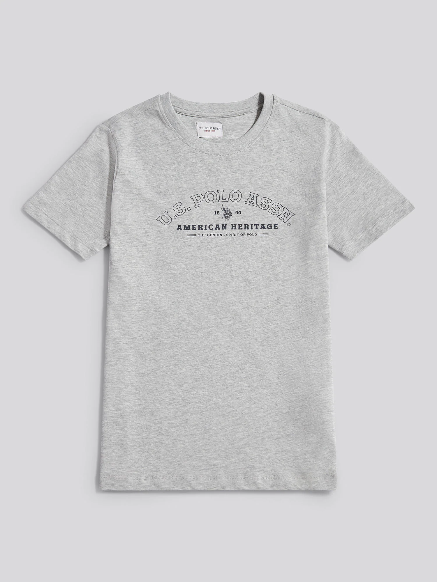 Boys Heritage Graphic Print T-Shirt in Mid Grey Marl