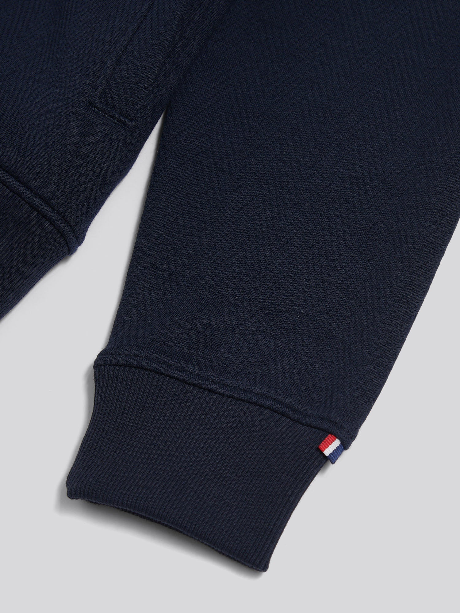Mens Herringbone Zip Funnel Sweatshirt Dark Sapphire Navy / Moonlight Blue DHM - Image 9