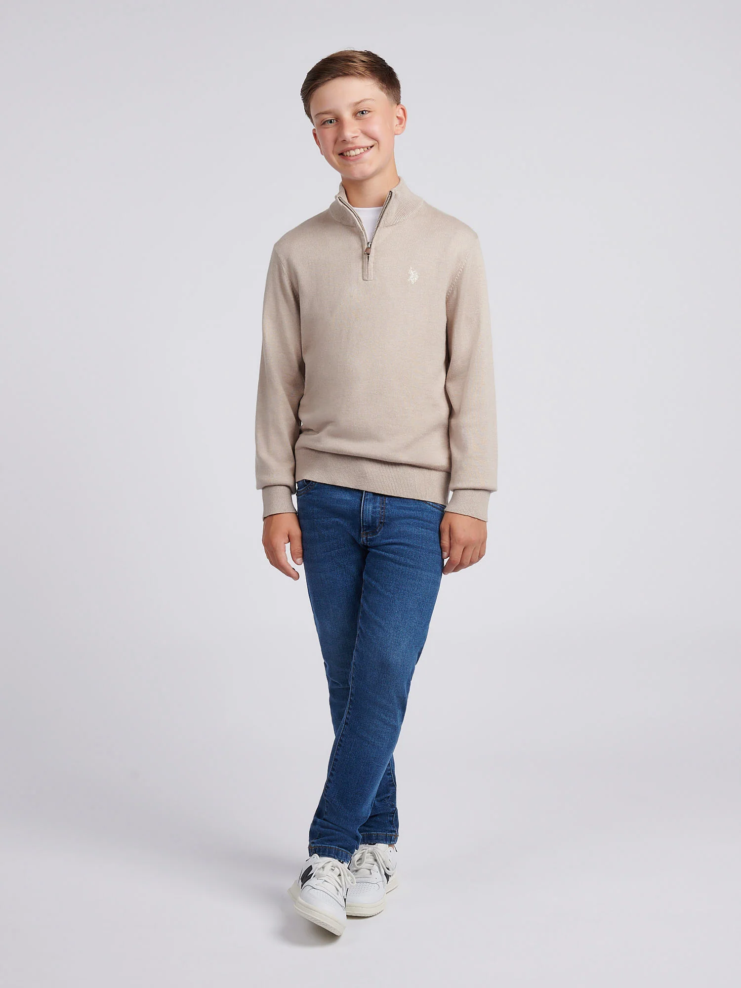 Boys Knitted Cotton Rich 1/4 Zip Atmosphere - Image 3