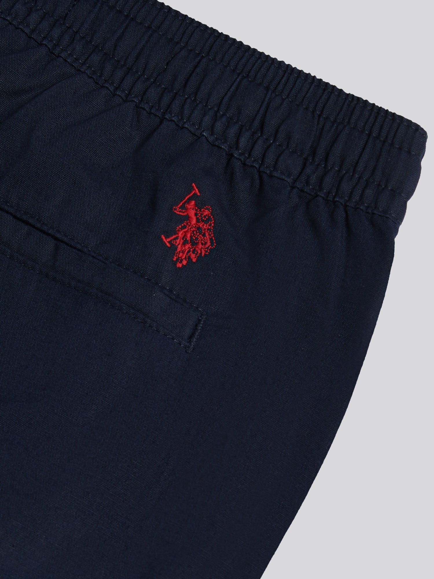 Mens Linen Blend Drawstring Trousers Dark Sapphire Navy / Haute Red DHM - Image 7