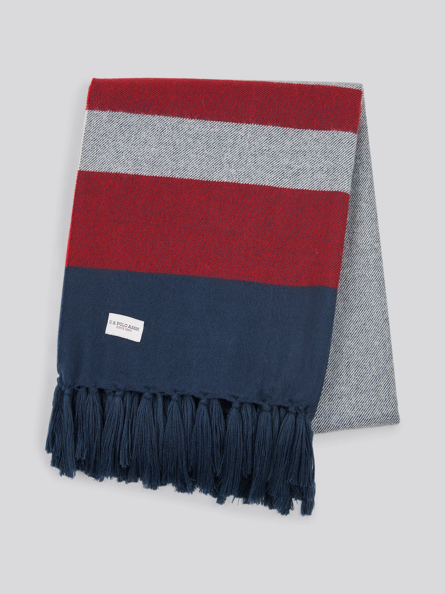 Luxurious Boucle Border Stripe Boxed Throw in Vapor Blue - Image 5