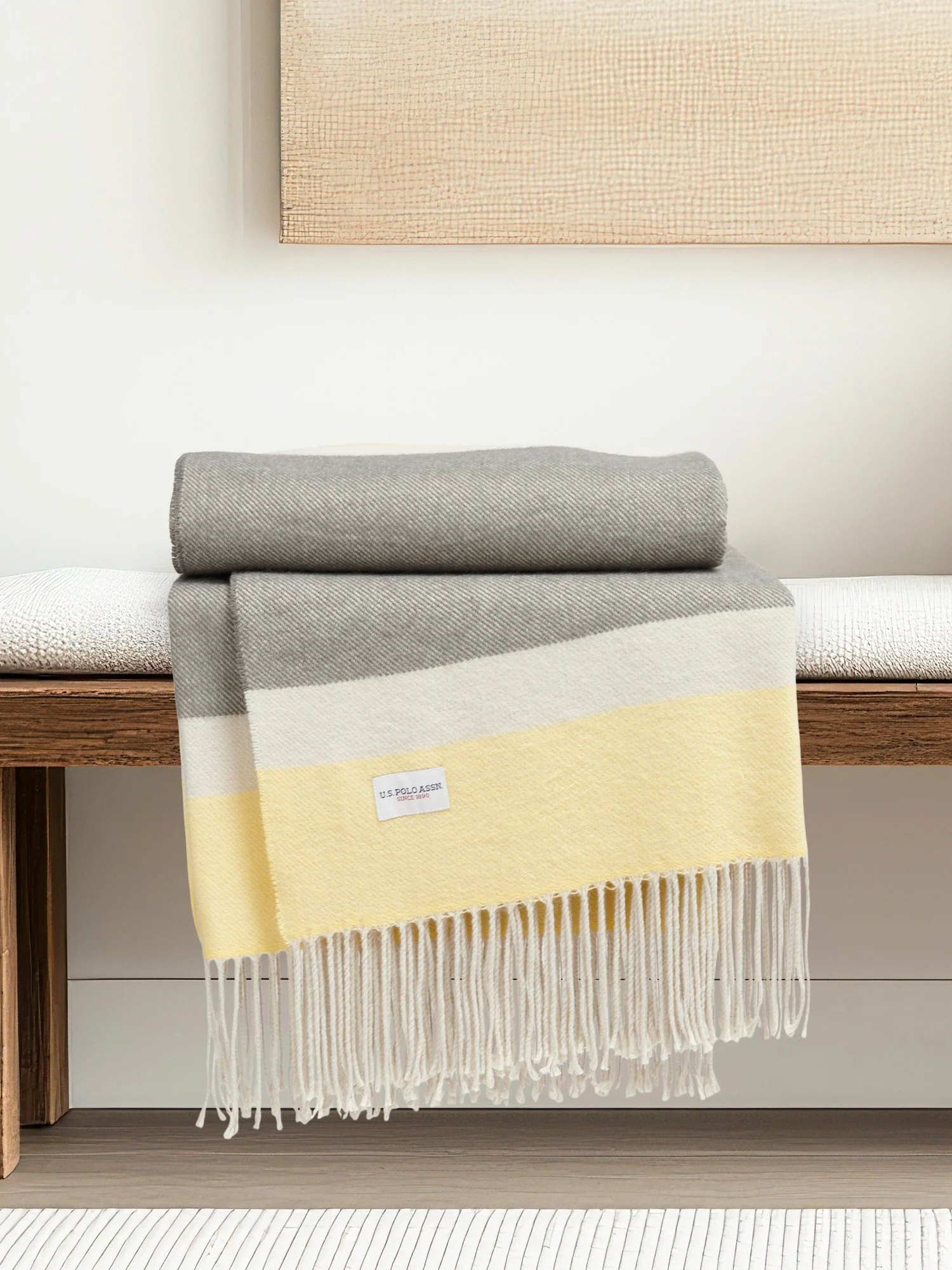 Luxury Breton Stripe Throw in Tornado - Image 2