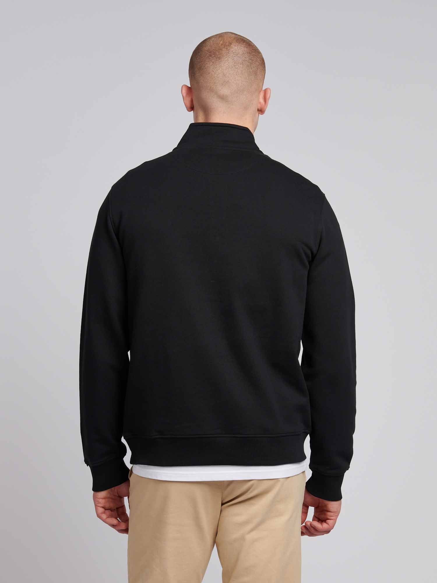 Mens 1/4 Zip Sweatshirt Black Bright White DHM - Image 4