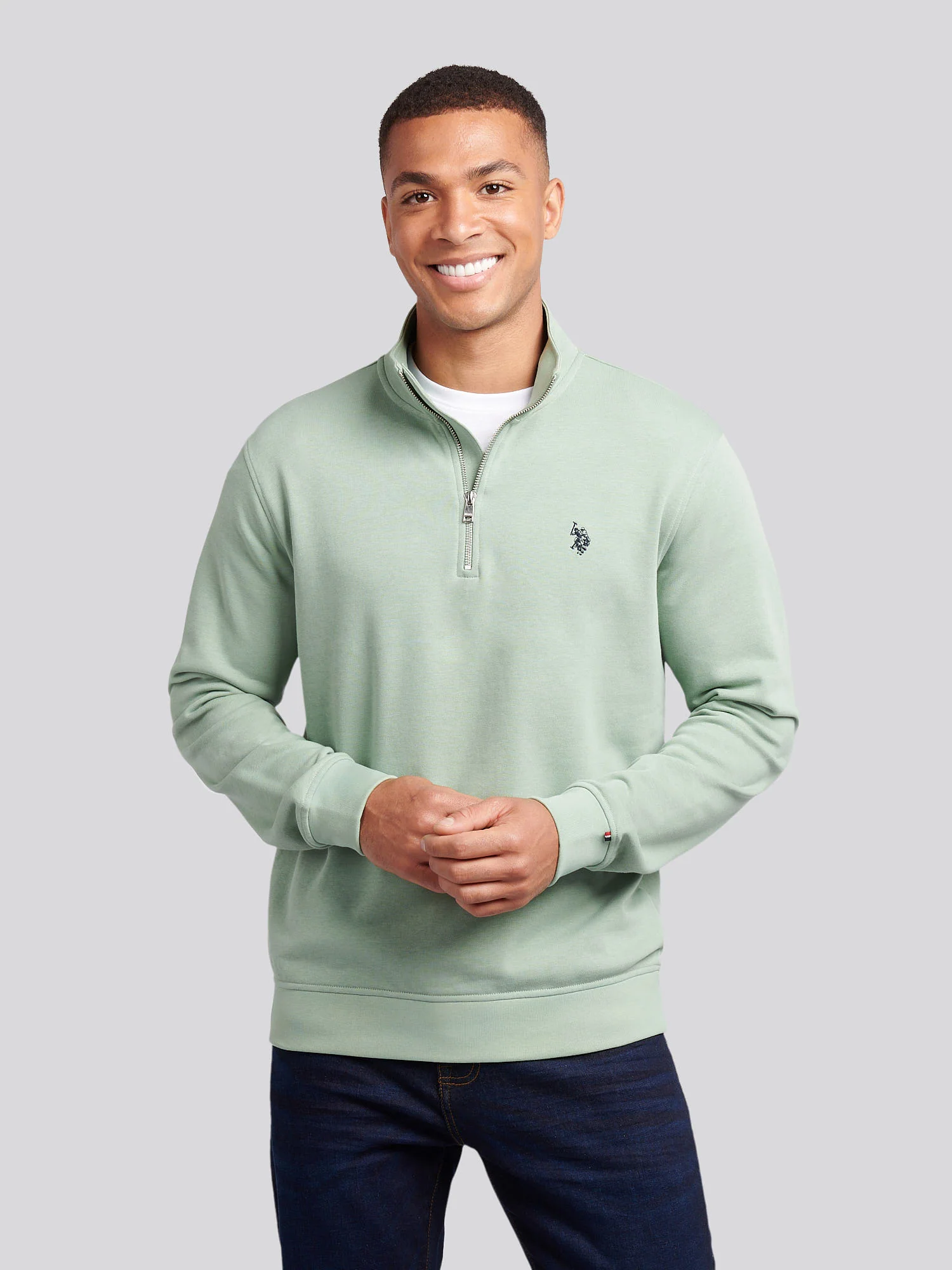 Mens 1/4 Zip Sweatshirt Iceberg Green
