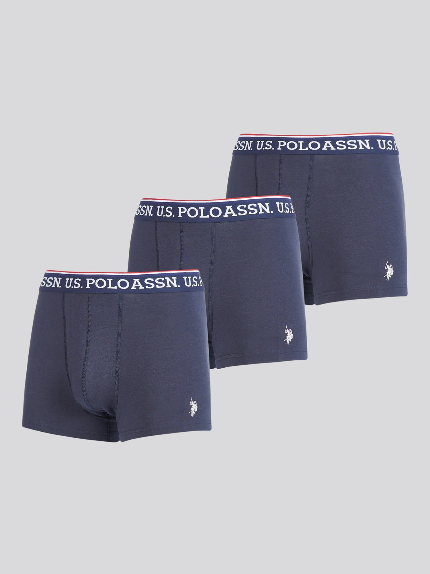 Mens 3 Pack Brand Highlight Boxer Shorts Dark Sapphire Navy / White DHM