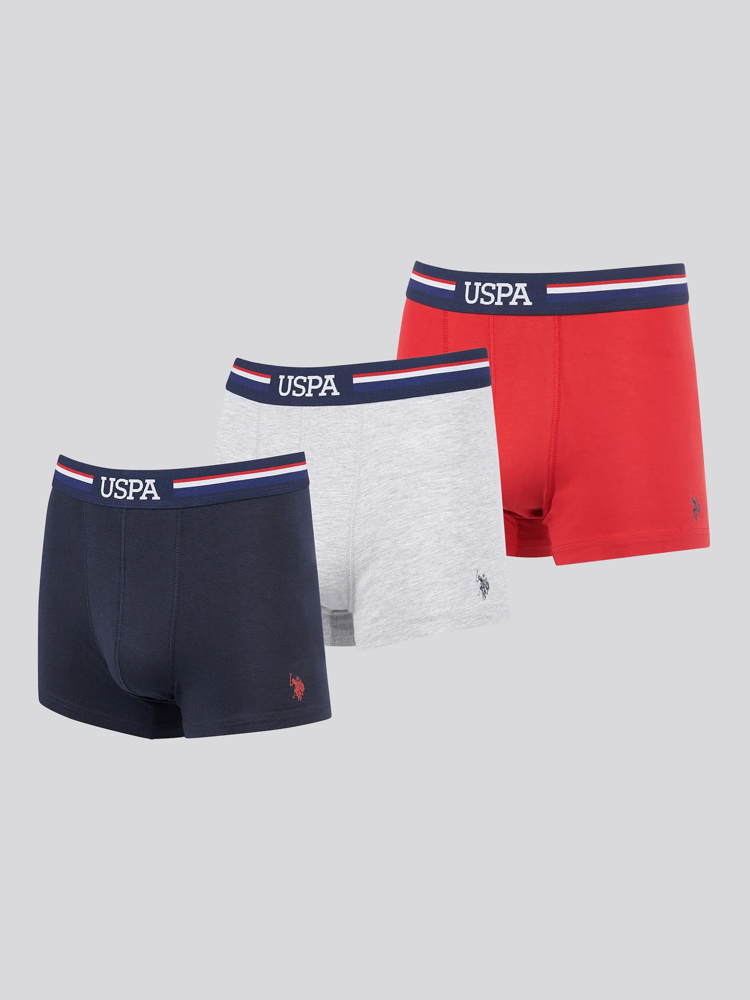 Mens 3 Pack Branded Stripe Boxer Shorts Haute Red
