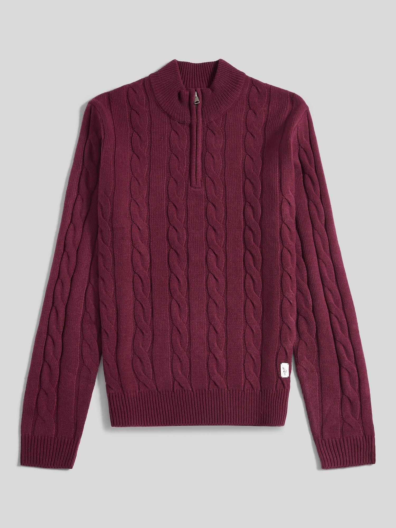 Mens Cable Knit Funnel in Grape Wine - Image 5