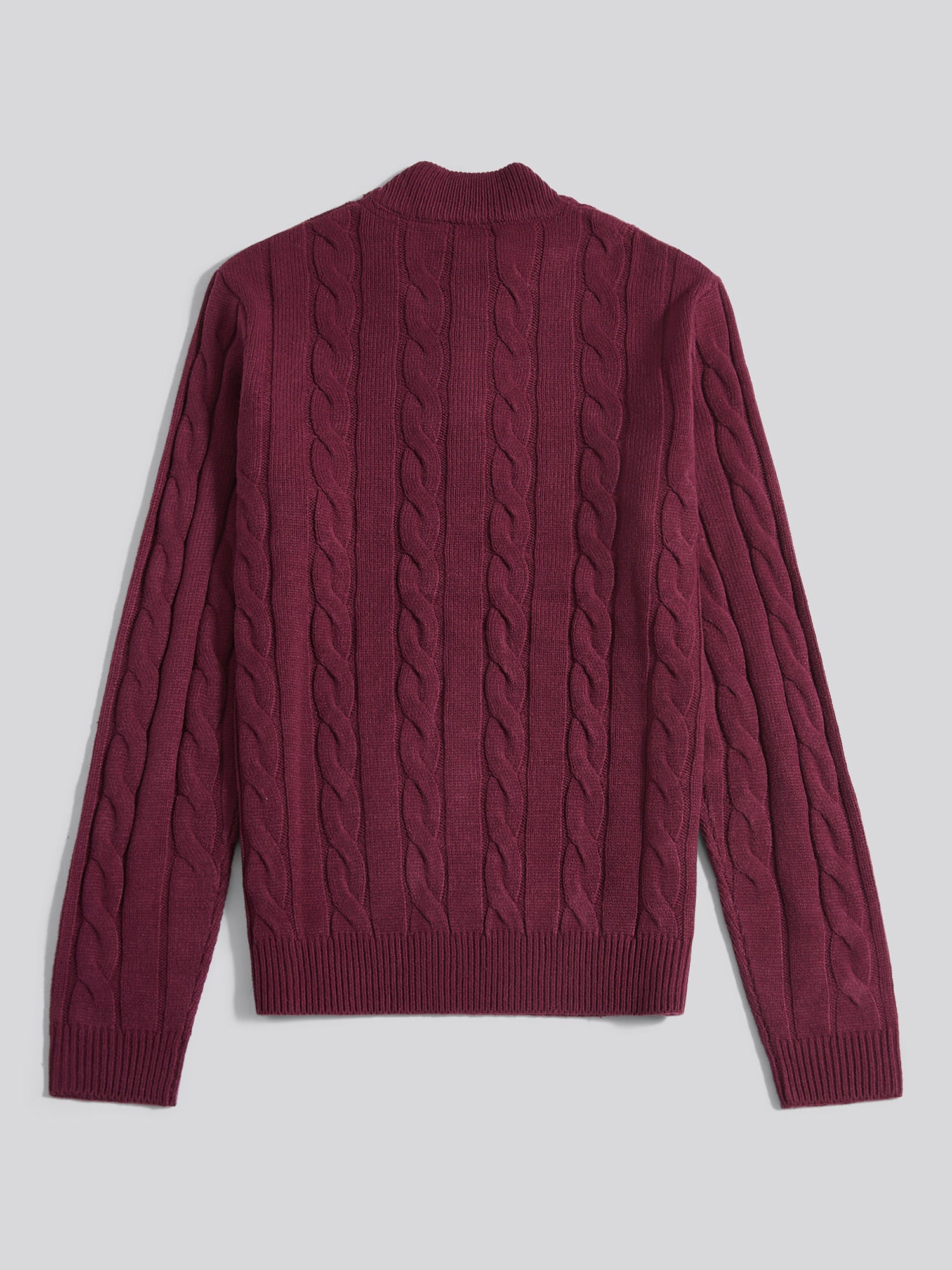 Mens Cable Knit Funnel in Grape Wine - Image 6