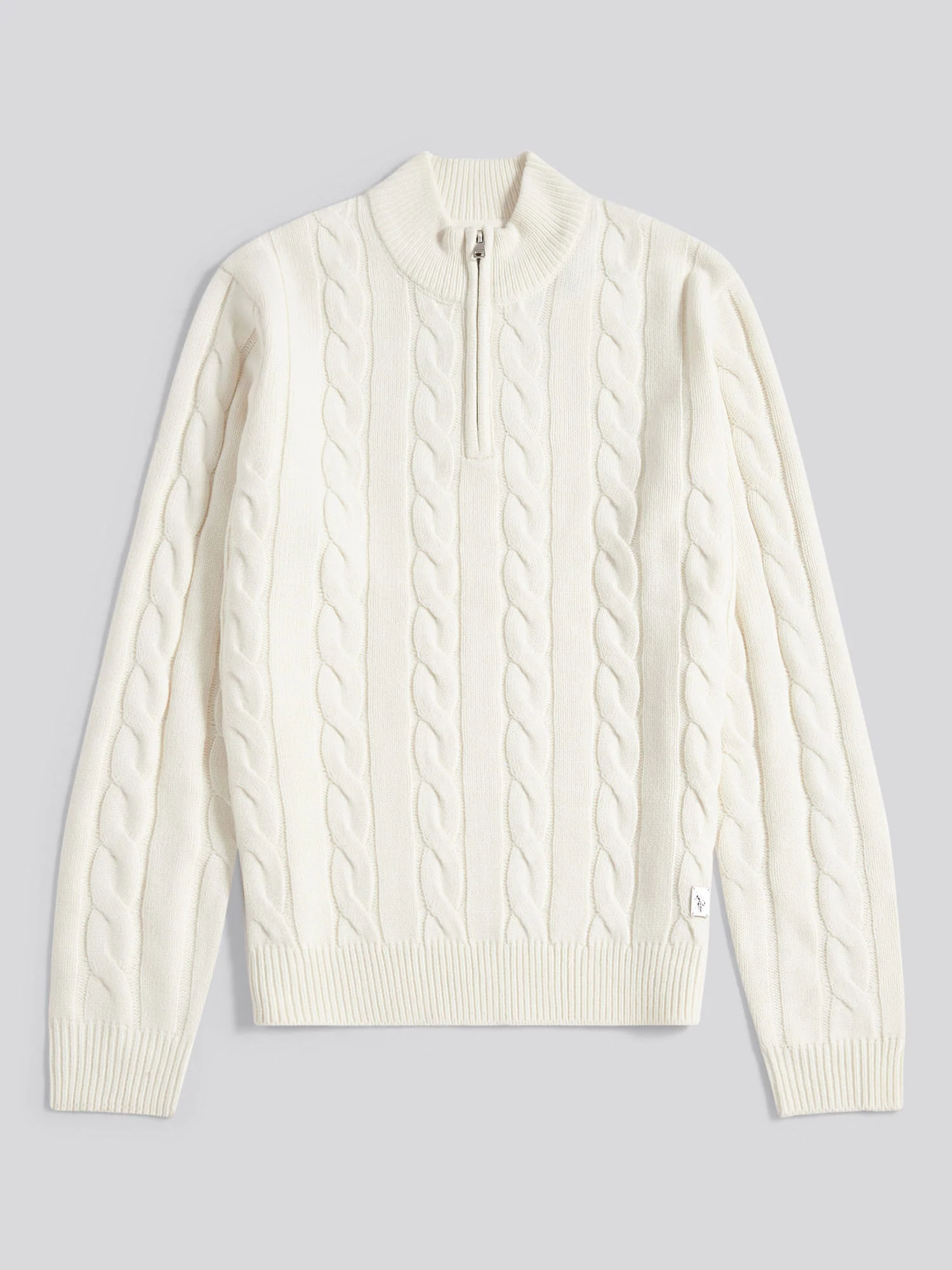 Mens Cable Knit Funnel in Whisper White - Image 5
