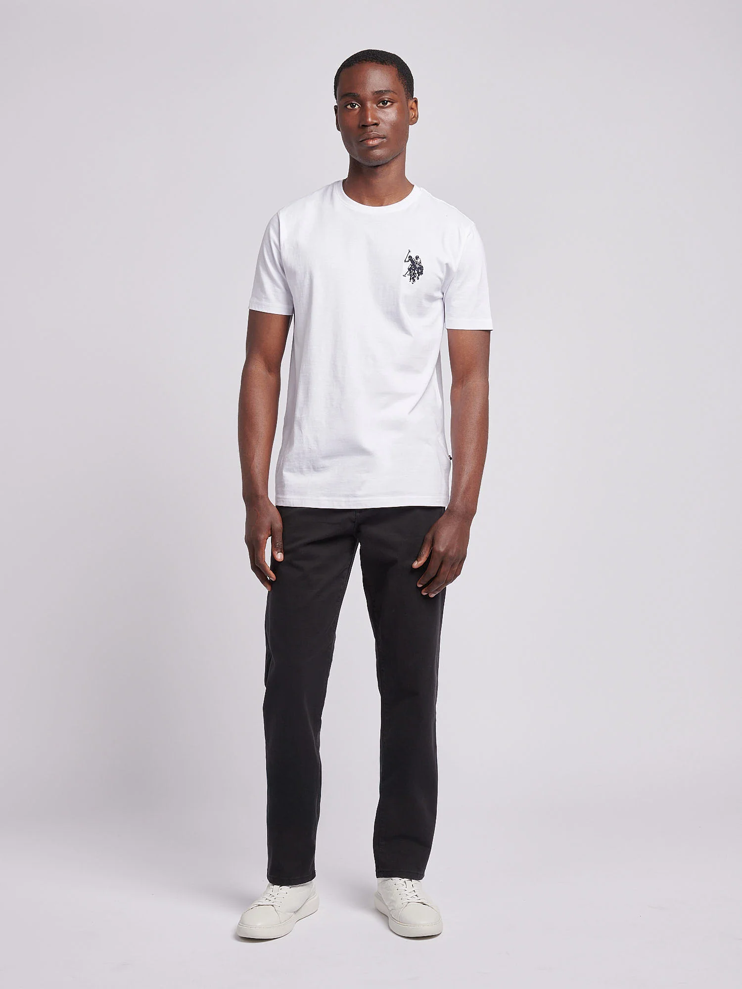 Mens Classic Chinos Black Bright White DHM - Image 3