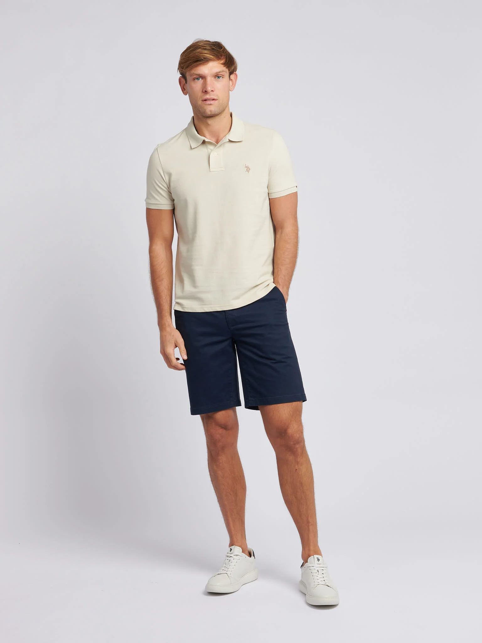 Mens Classic Chinos Shorts Dark Sapphire Navy / Haute Red DHM - Image 3
