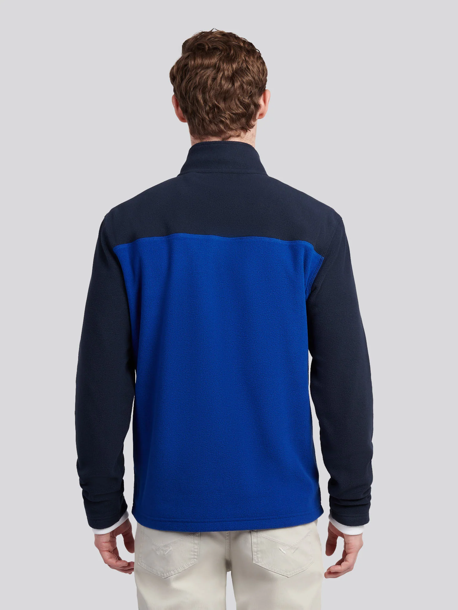 Mens Colour Block Micro Fleece Funnel in Dark Sapphire Navy - Image 4
