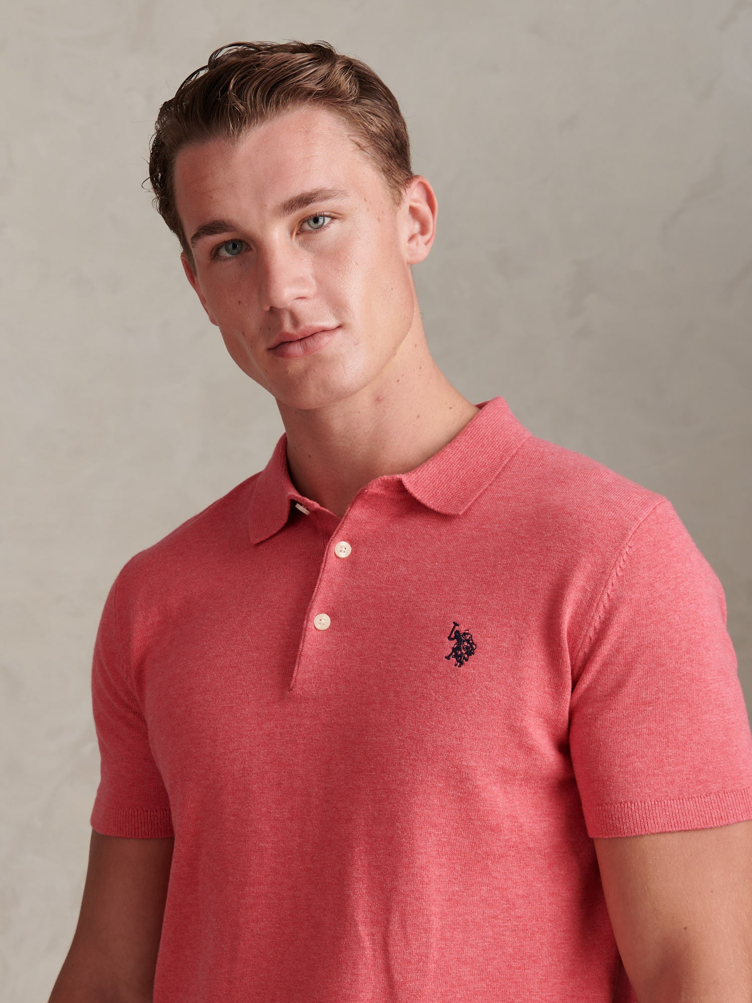 Mens Combed Cotton Polo Shirt Slate Rose Marl - Image 2