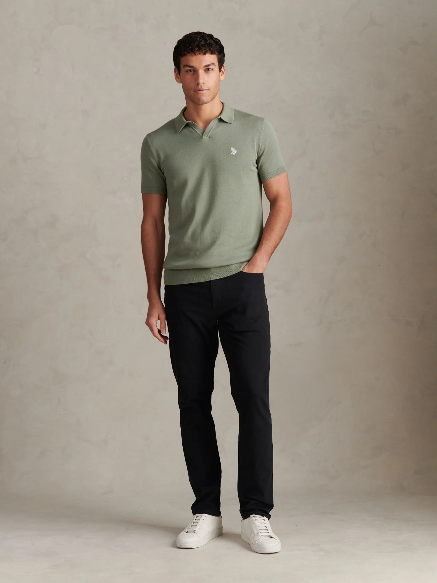 Mens Core 5 Pocket Trouser Black Bright White DHM - Image 3