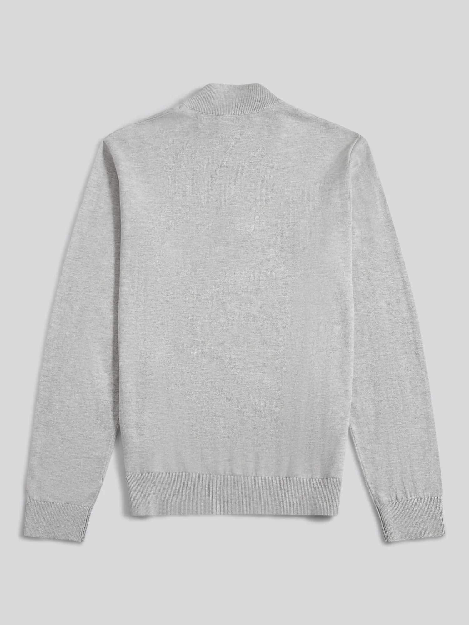 Mens Cotton Funnel Neck 1/4 Zip Knit in Mid Grey Marl - Image 7