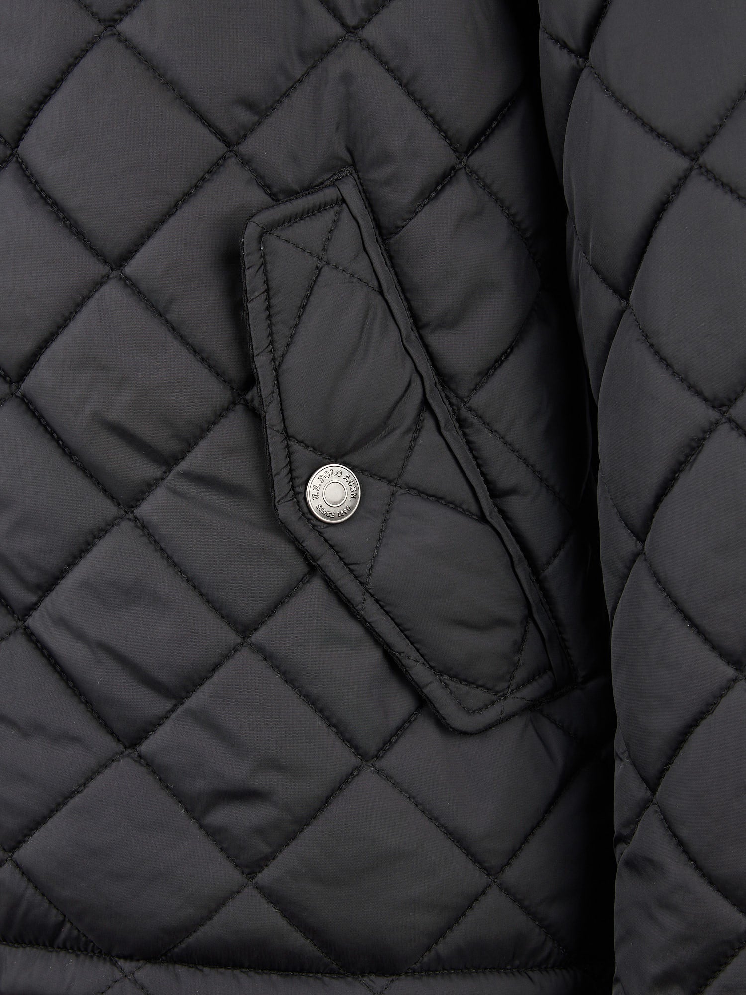 Mens Diamond Quilt Padded Collared Jacket in Black - Image 11