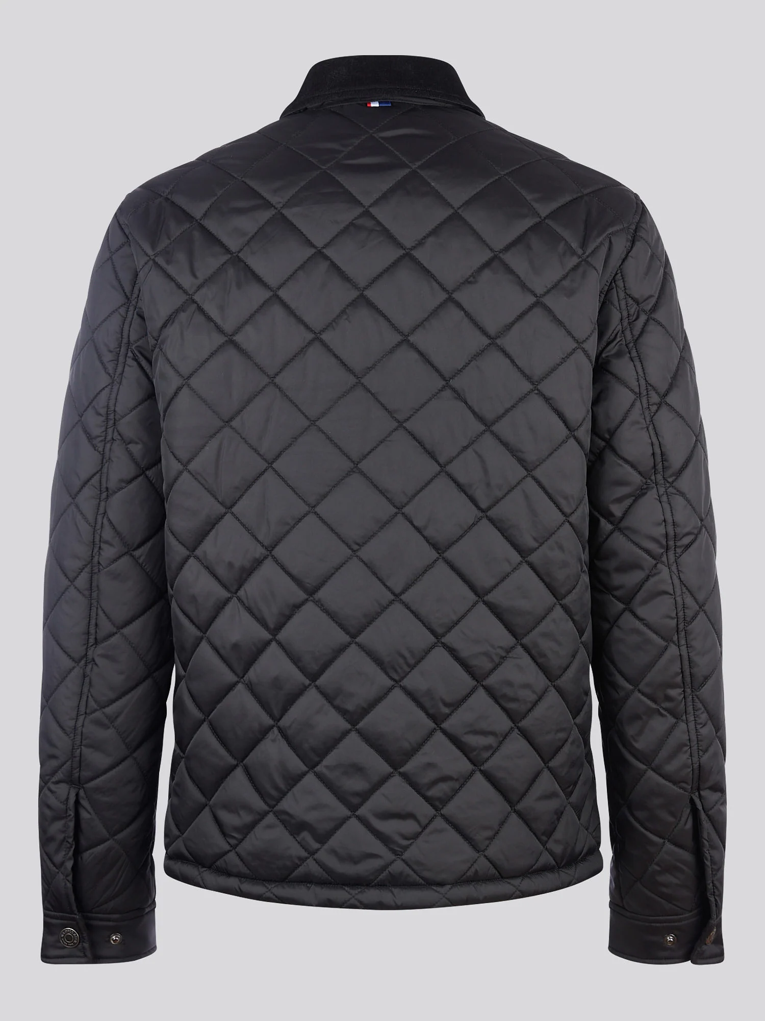 Mens Diamond Quilt Padded Collared Jacket in Black - Image 8