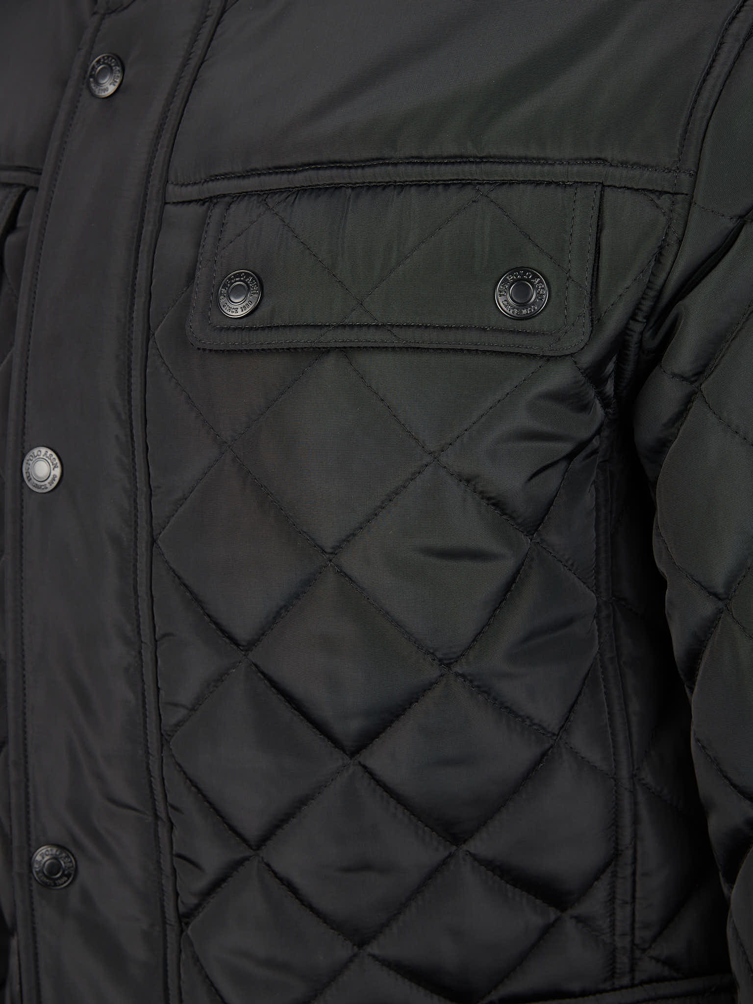 Mens Diamond Quilted Funnel Jacket in Black - Image 11