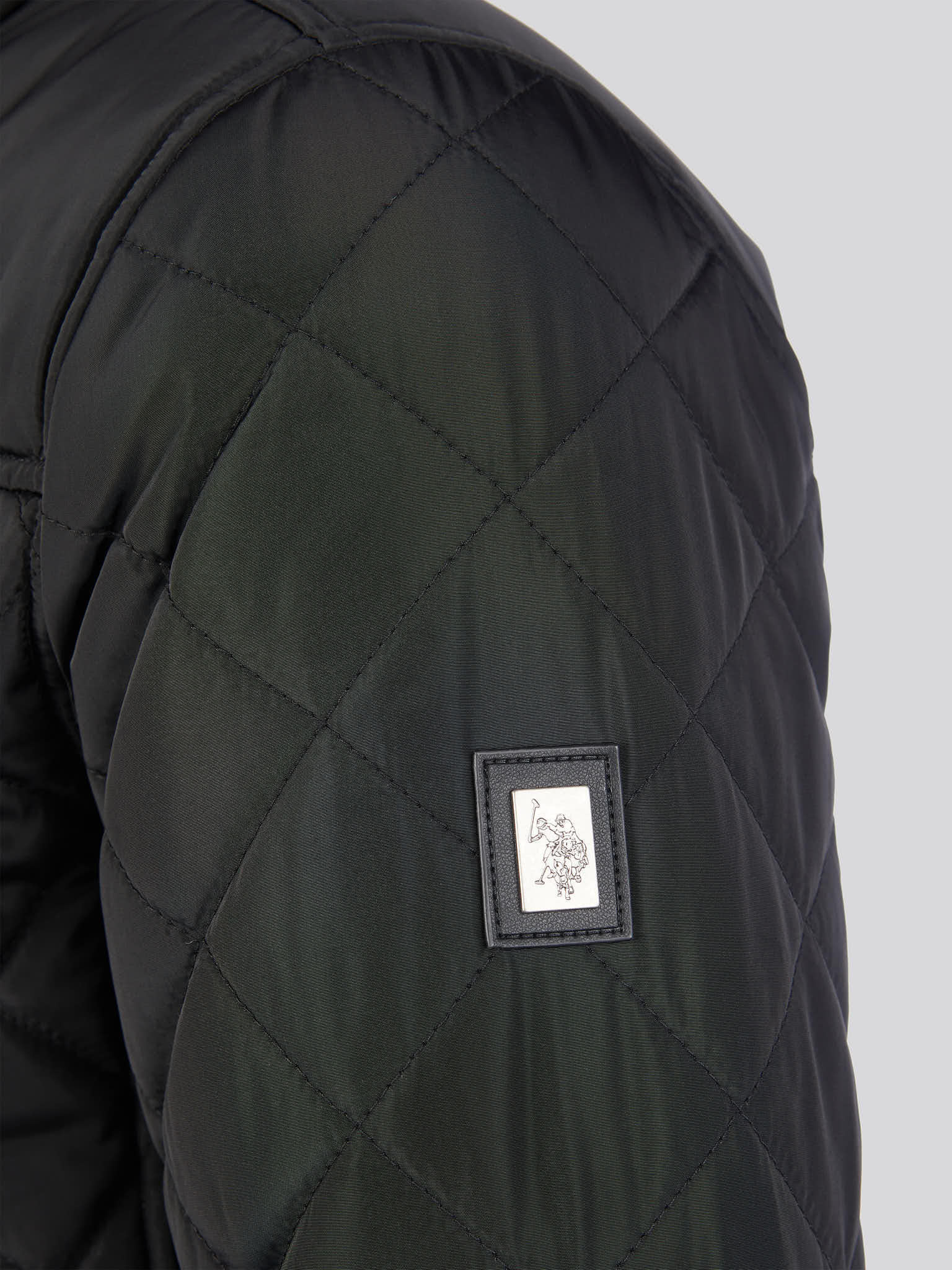 Mens Diamond Quilted Funnel Jacket in Black - Image 12