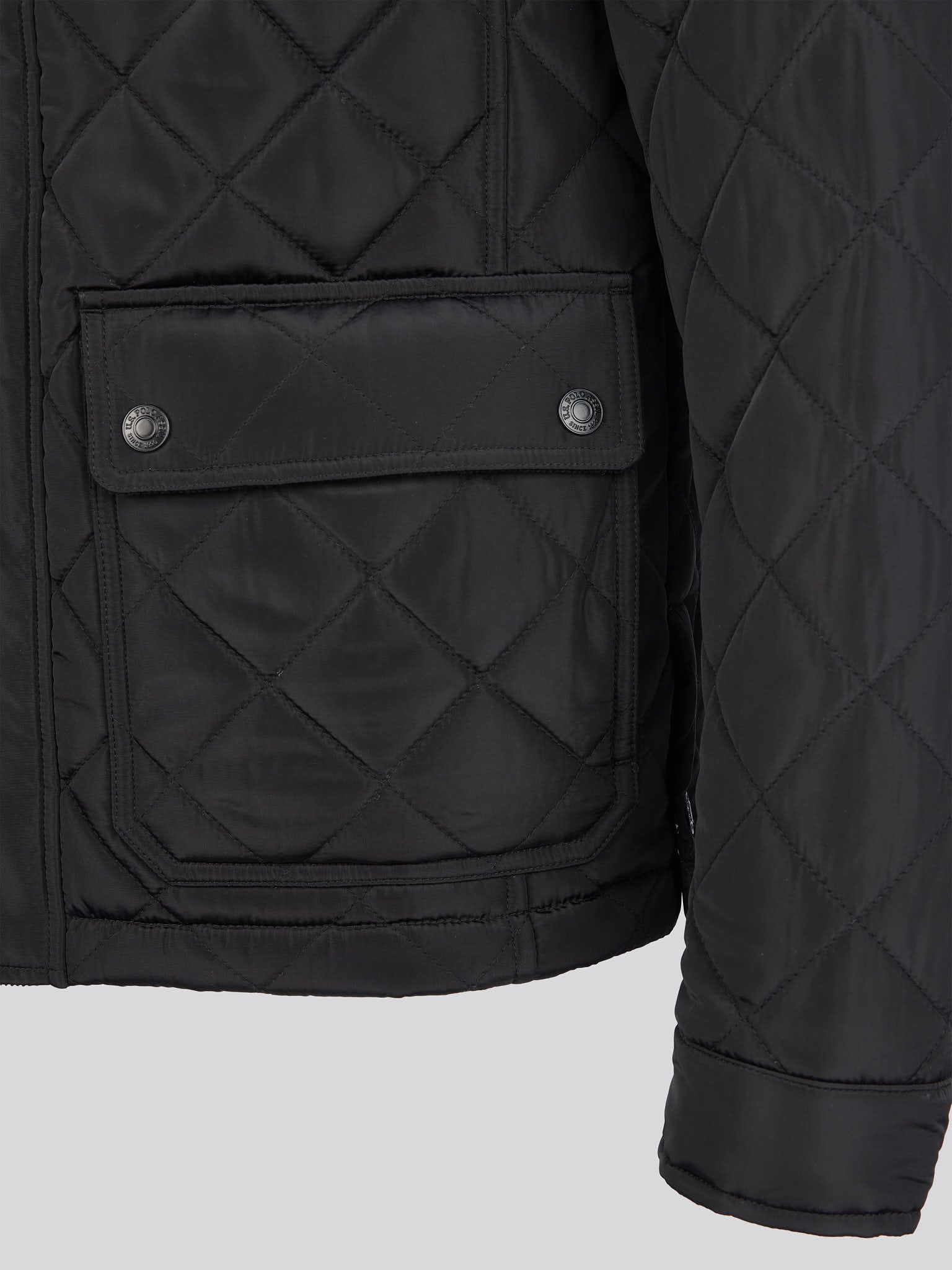 Mens Diamond Quilted Funnel Jacket in Black - Image 13