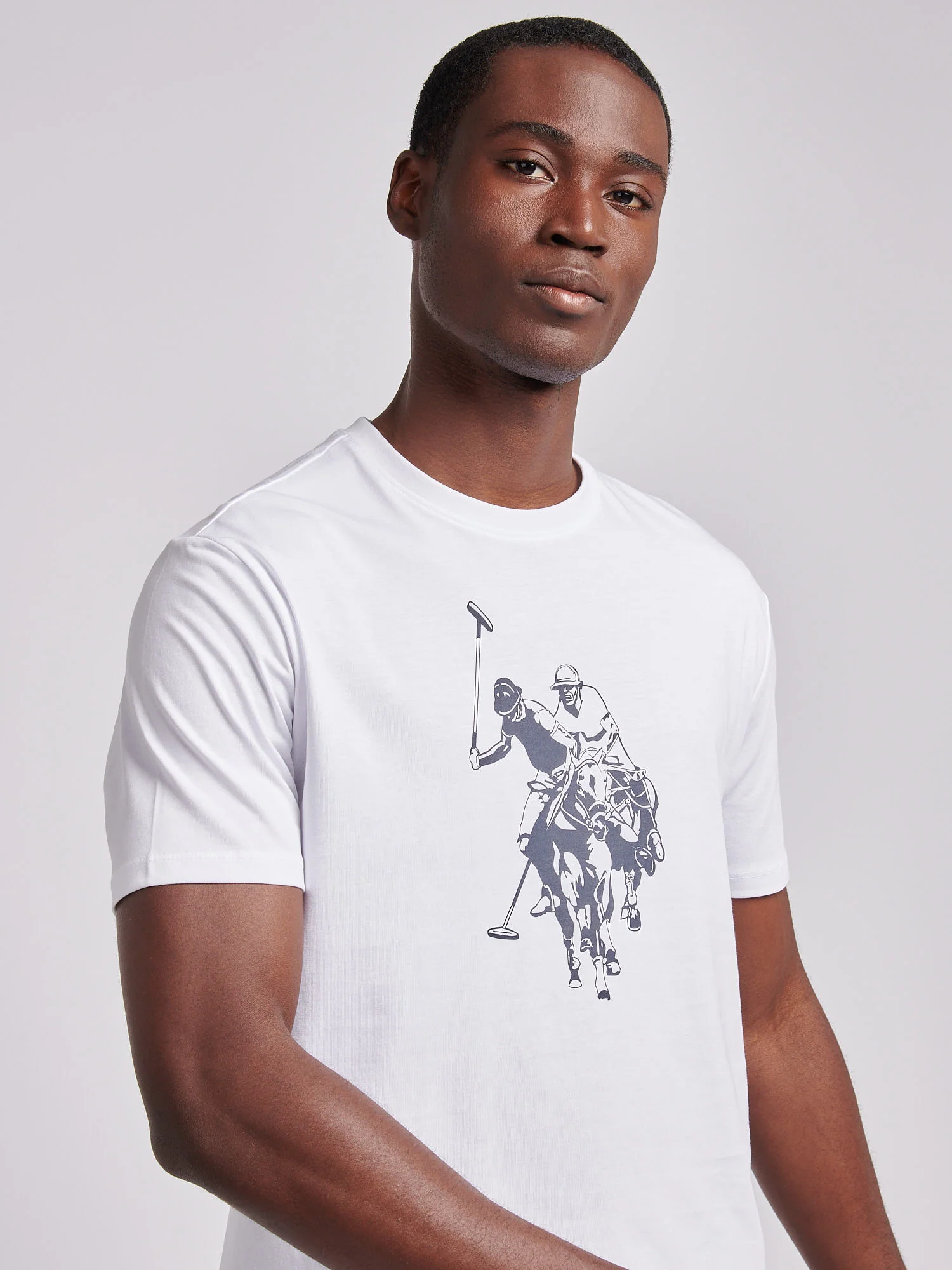 Mens Double Horsemen Graphic T-Shirt Bright White - Image 2