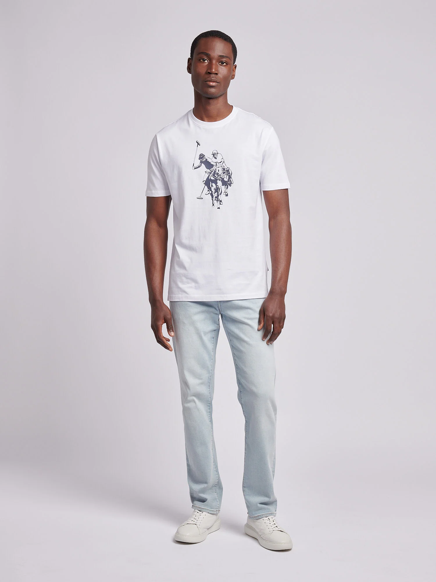 Mens Double Horsemen Graphic T-Shirt Bright White - Image 3