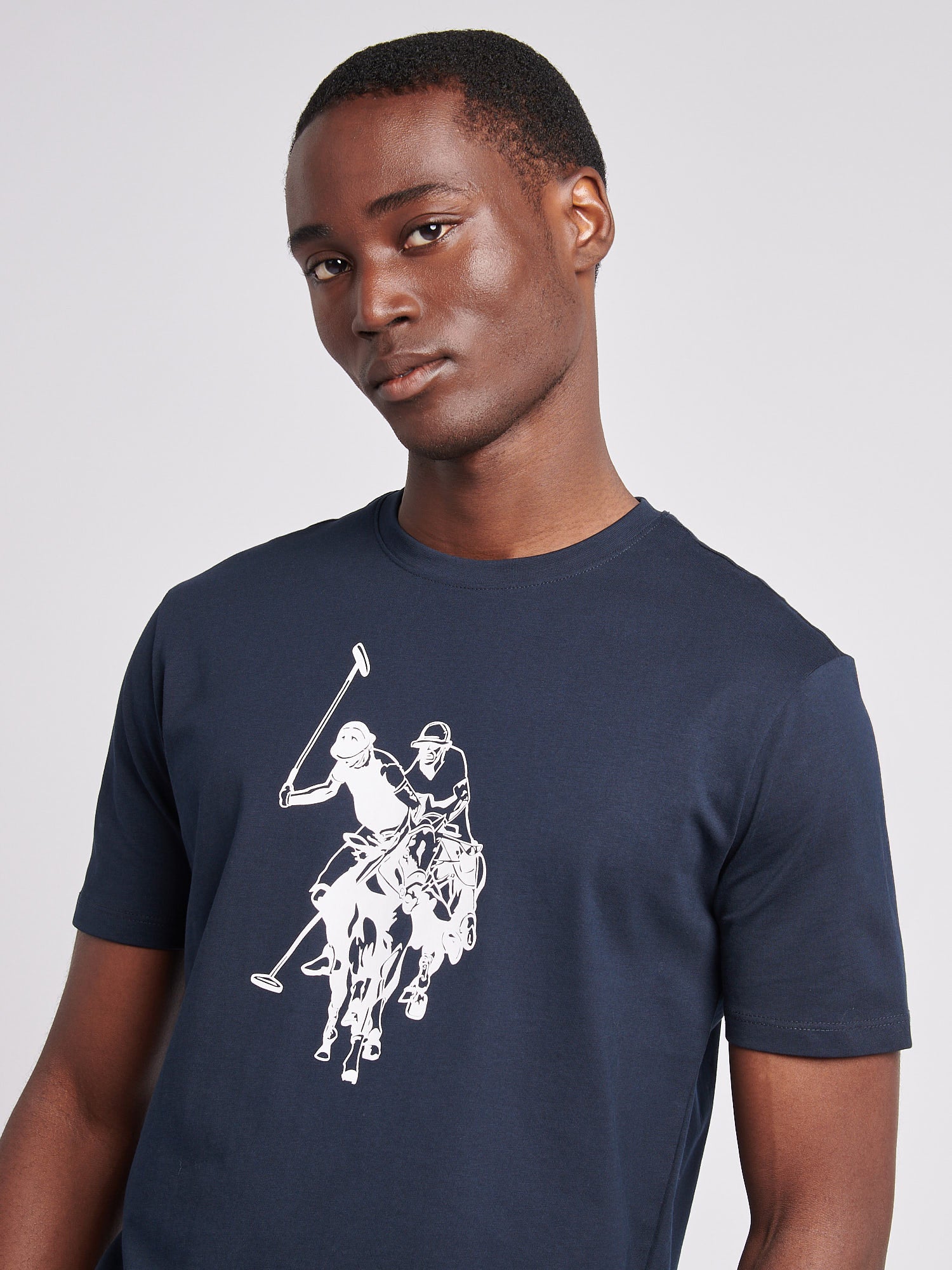 Mens Double Horsemen Graphic T-Shirt Dark Sapphire Navy - Image 2