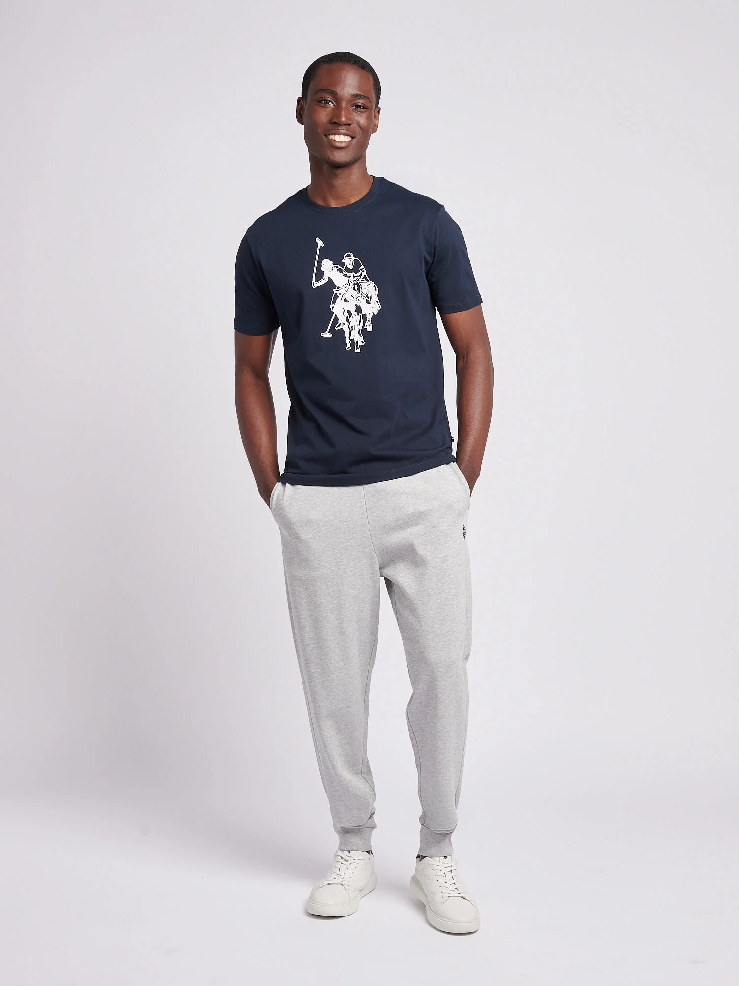 Mens Double Horsemen Graphic T-Shirt Dark Sapphire Navy - Image 3