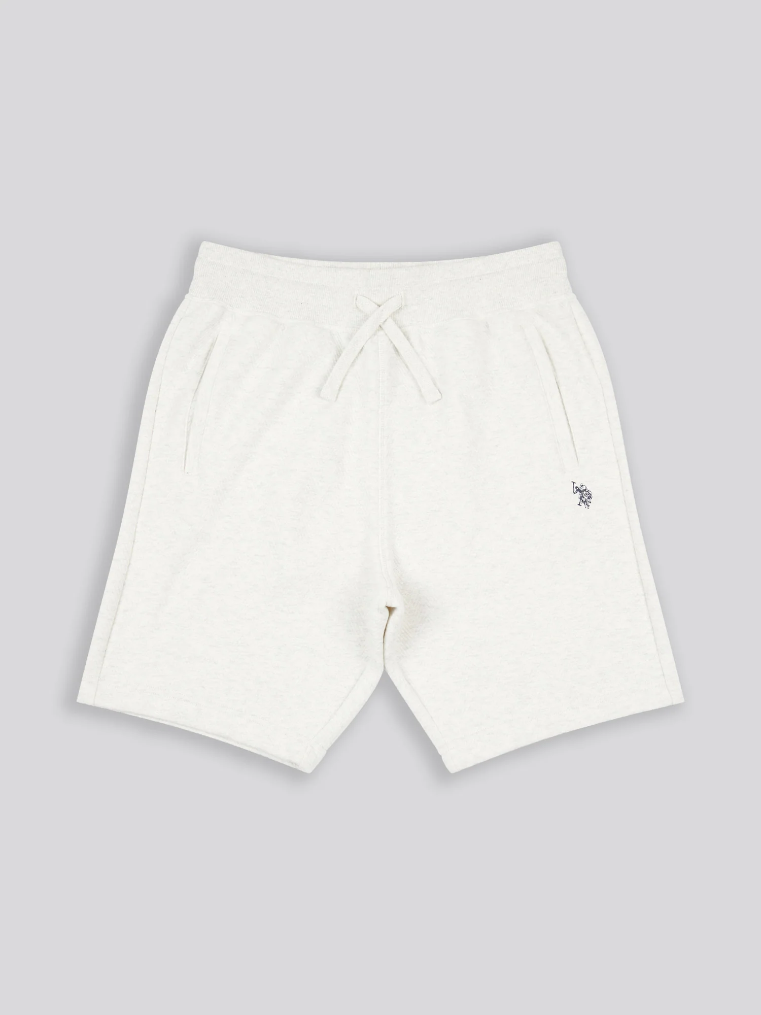 Mens Double Horsemen Herringbone Sweat Short Light Grey Marl - Image 5