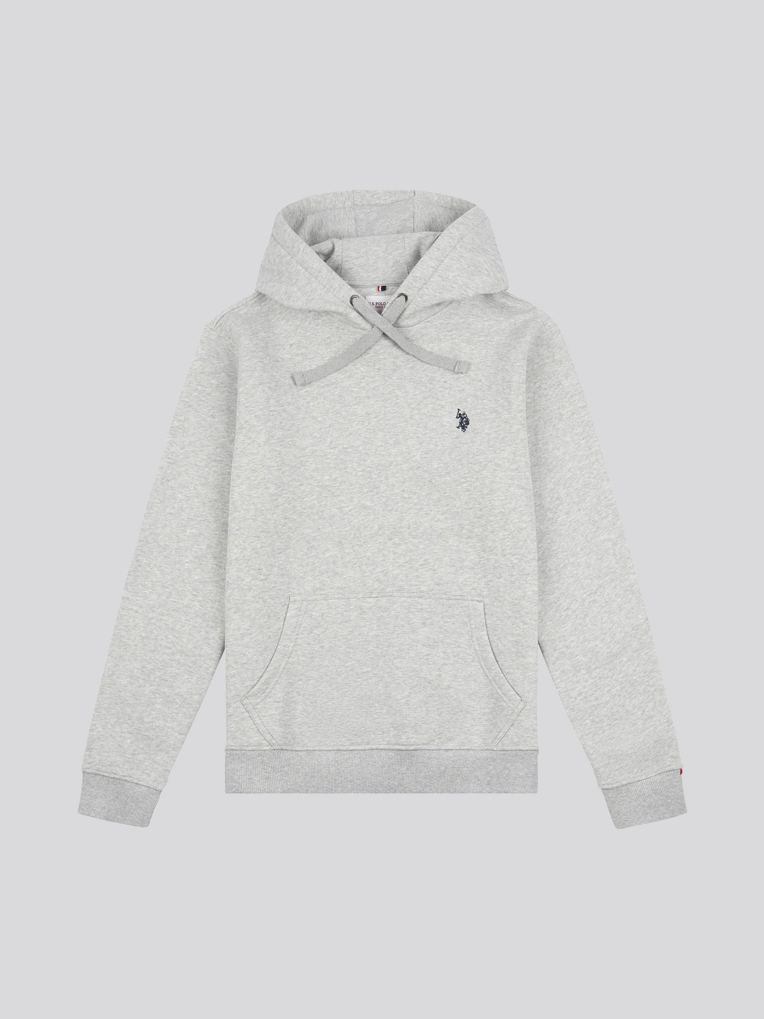 Mens Double Horsemen Hoodie in Mid Grey Marl - Image 5