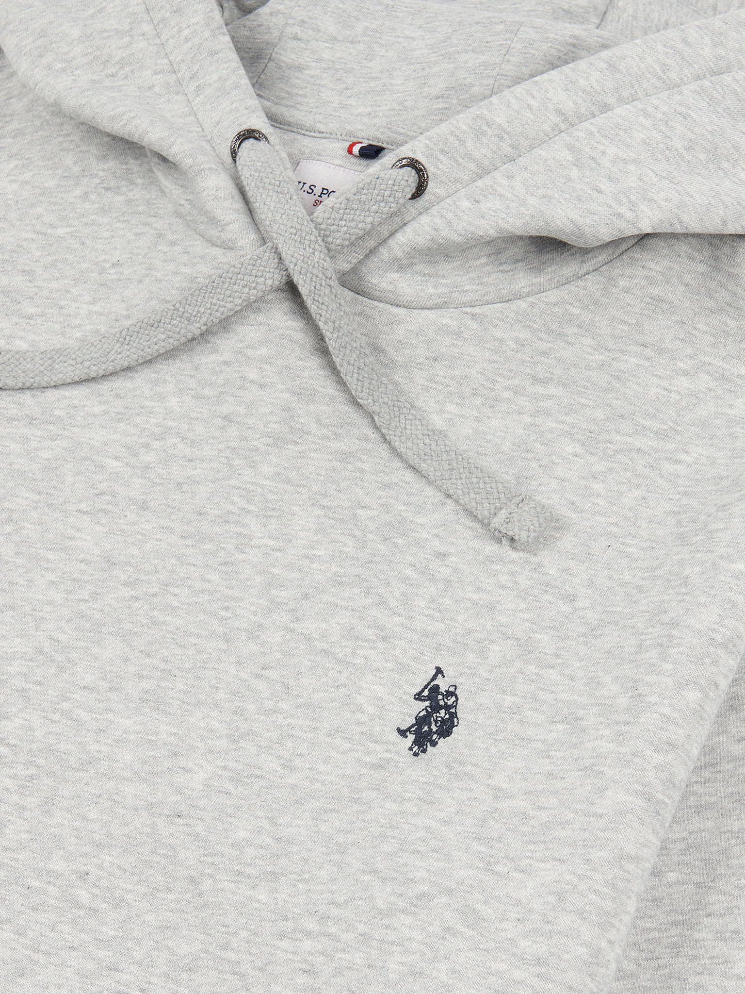 Mens Double Horsemen Hoodie in Mid Grey Marl - Image 6