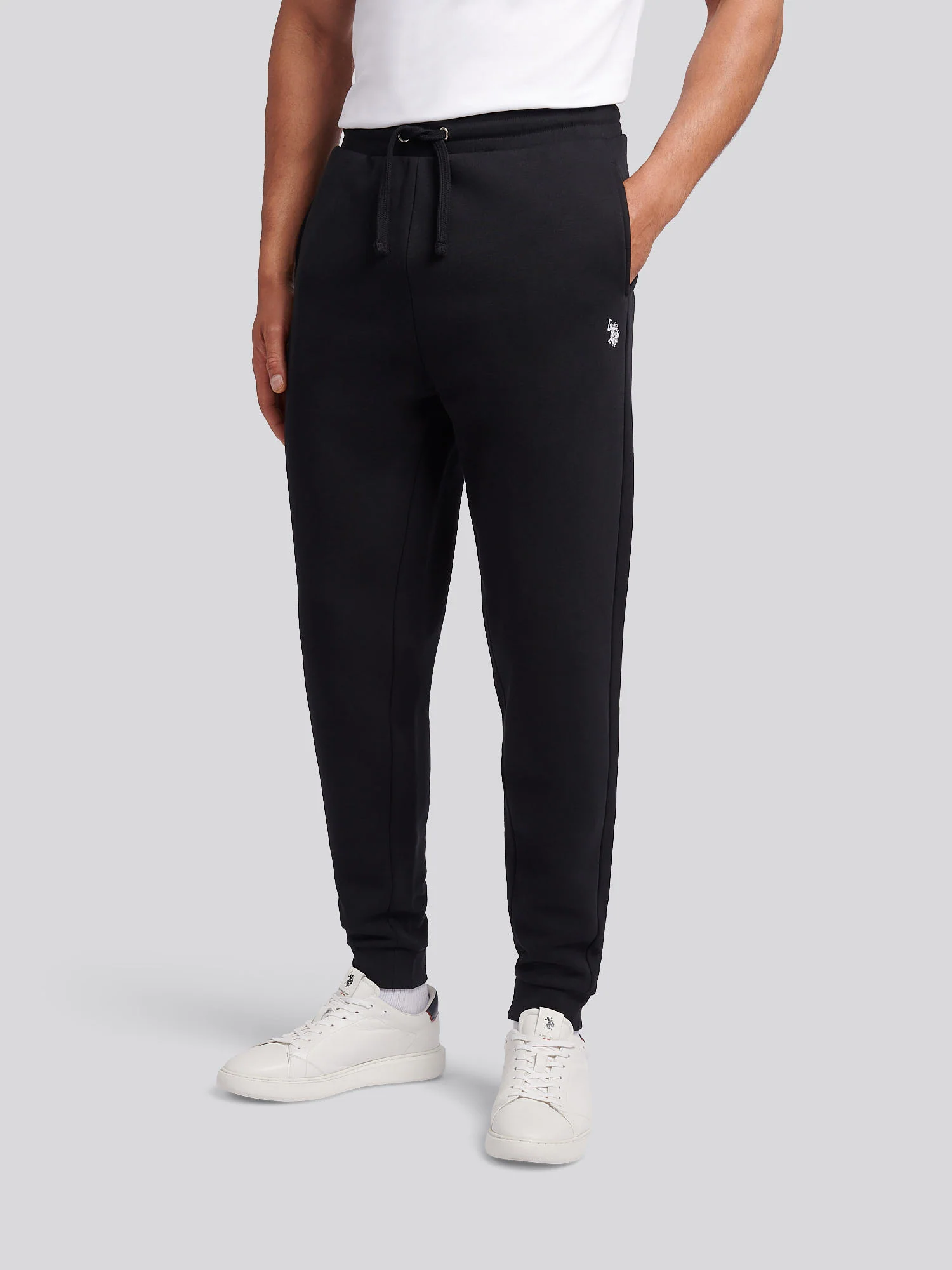 Mens Double Horsemen Jogger in Black Bright White DHM