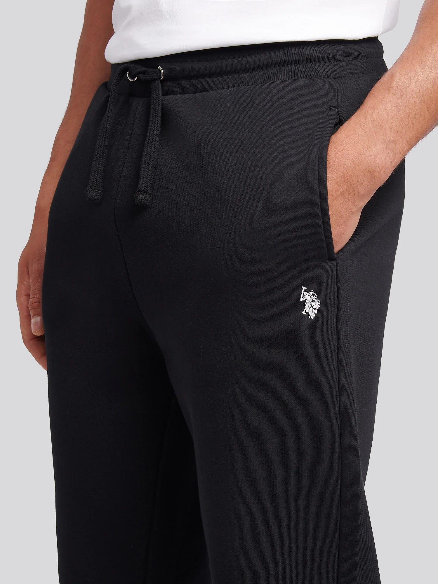 Mens Double Horsemen Jogger in Black Bright White DHM - Image 2
