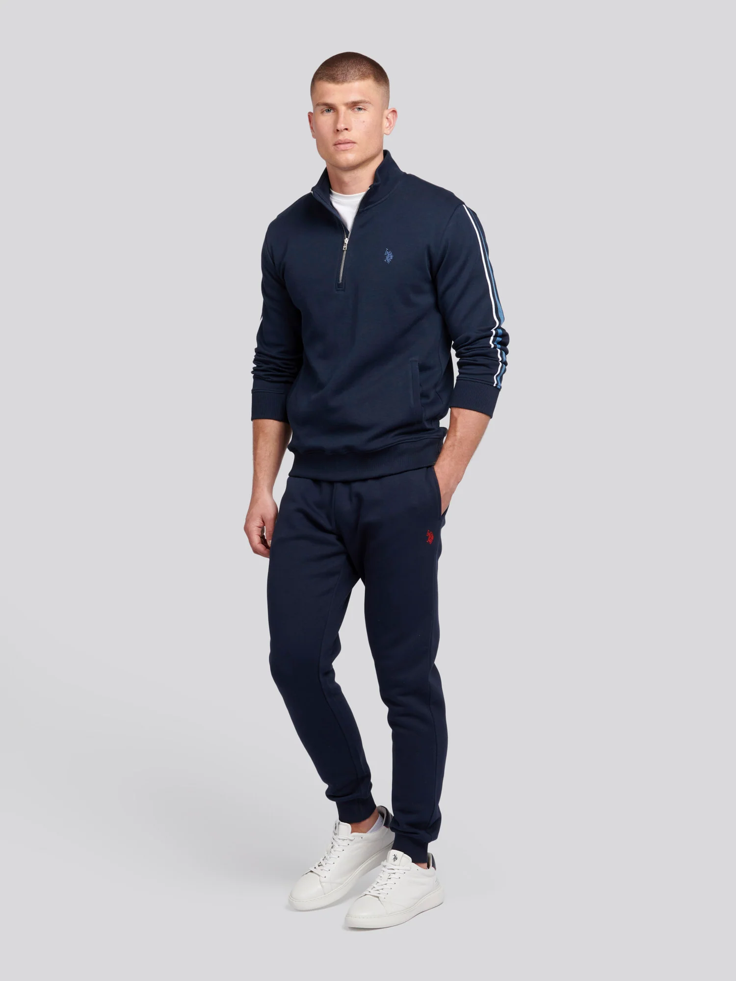 Mens Double Horsemen Jogger in Dark Sapphire Navy / Haute Red DHM