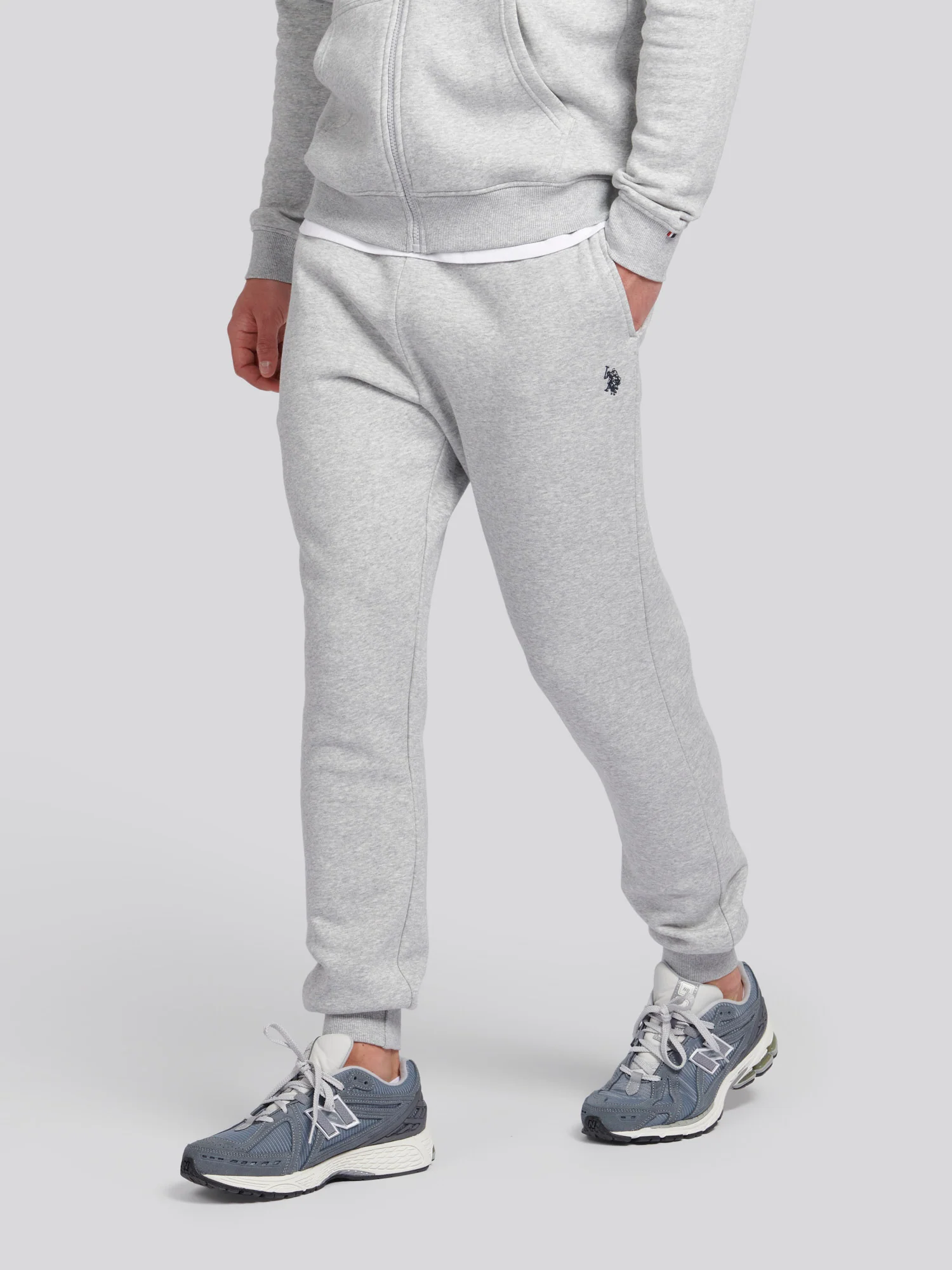 Mens Double Horsemen Jogger in Mid Grey Marl