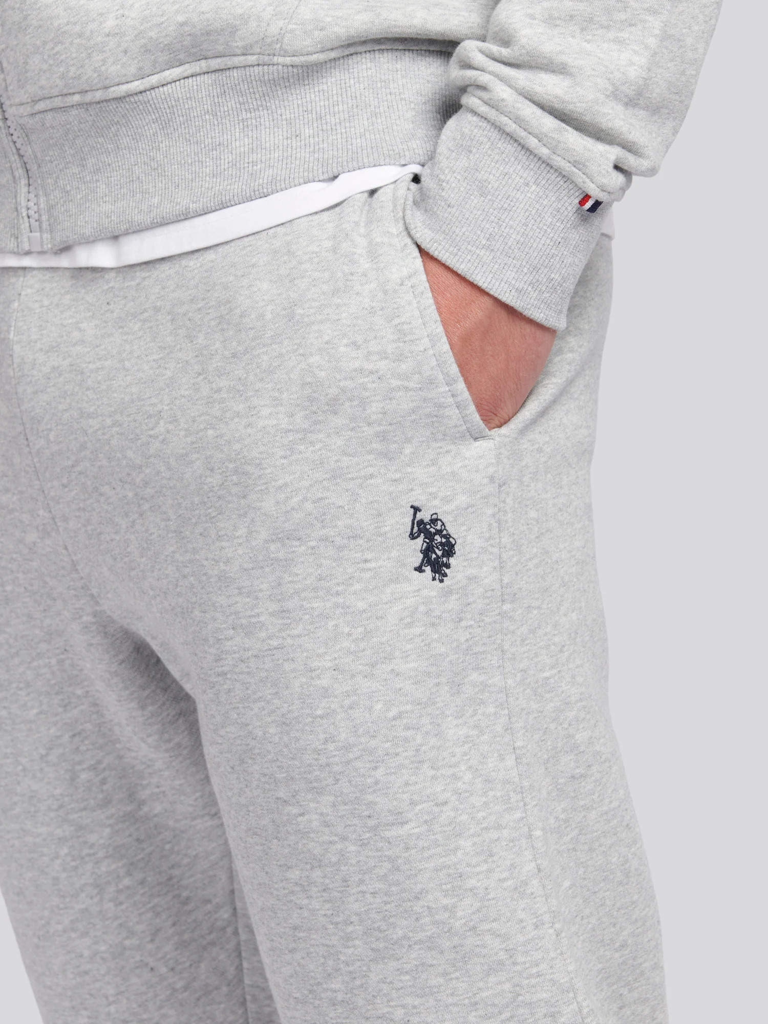 Mens Double Horsemen Jogger in Mid Grey Marl - Image 2
