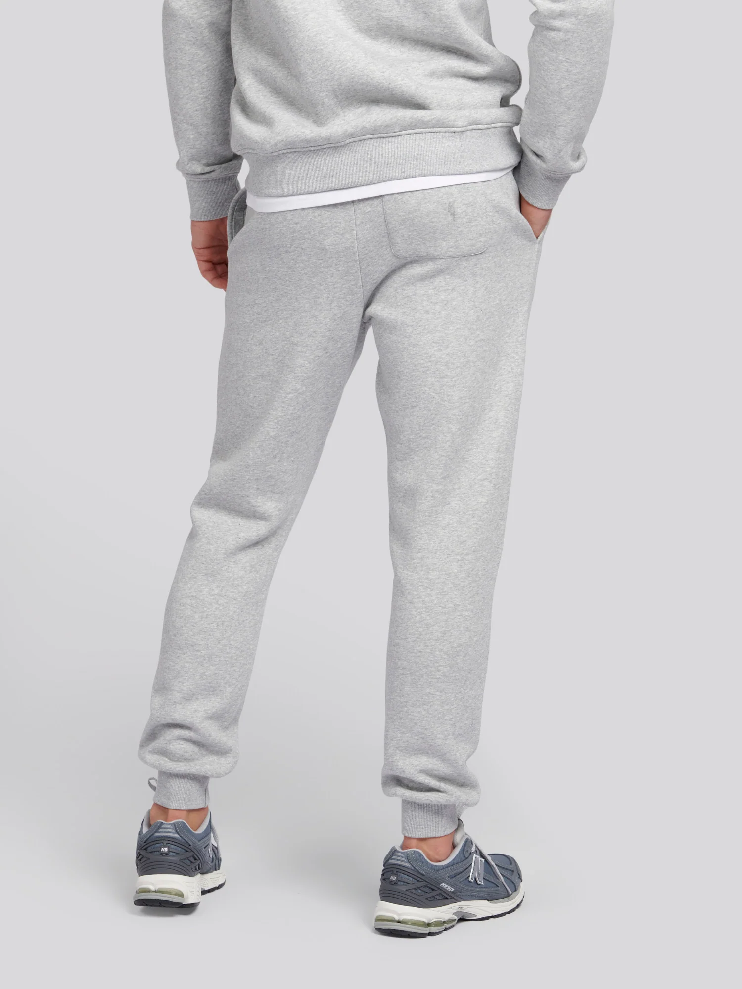 Mens Double Horsemen Jogger in Mid Grey Marl - Image 4