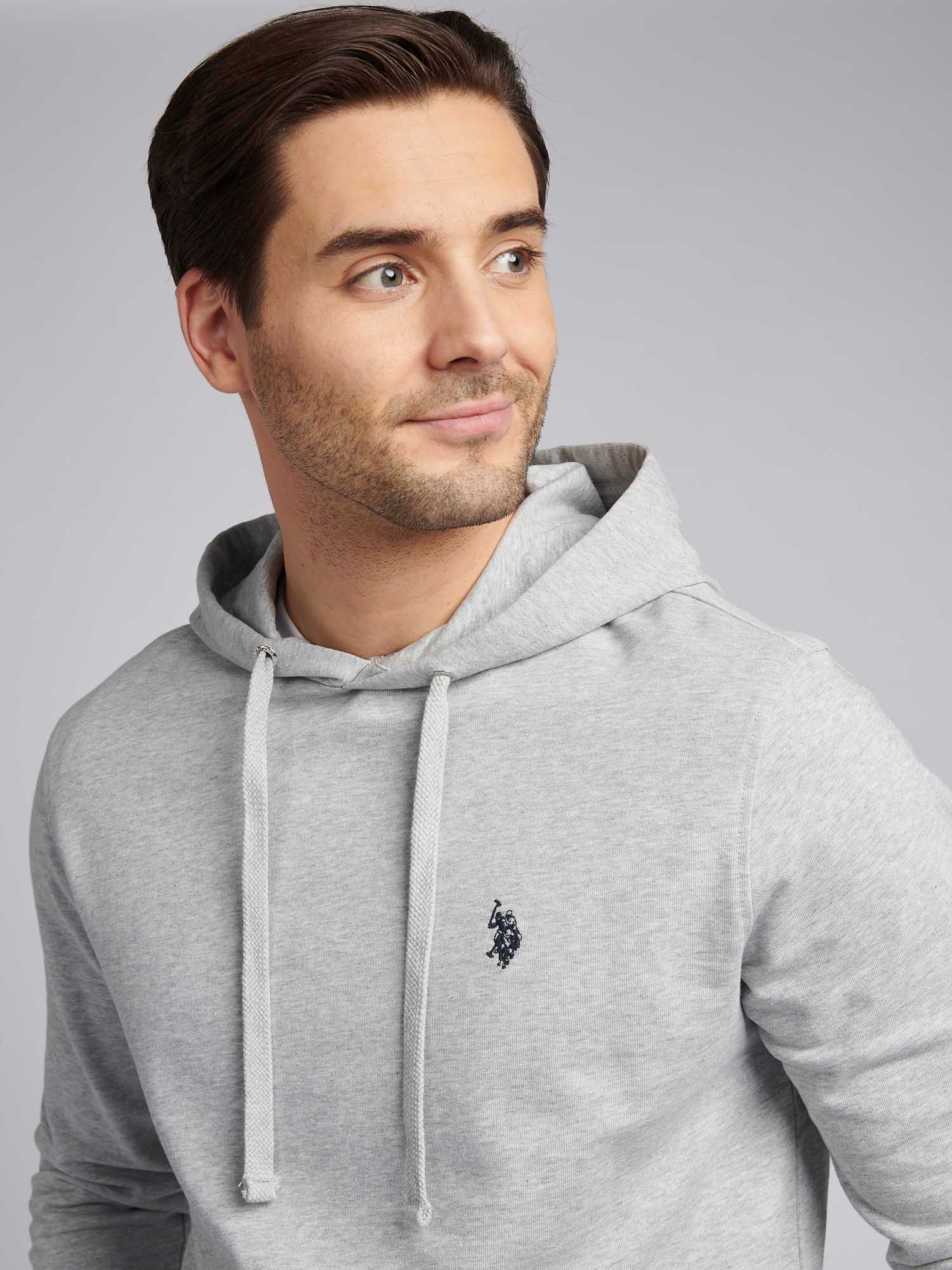Mens Double Horsemen Loopback Hoodie Mid Grey Marl - Image 2