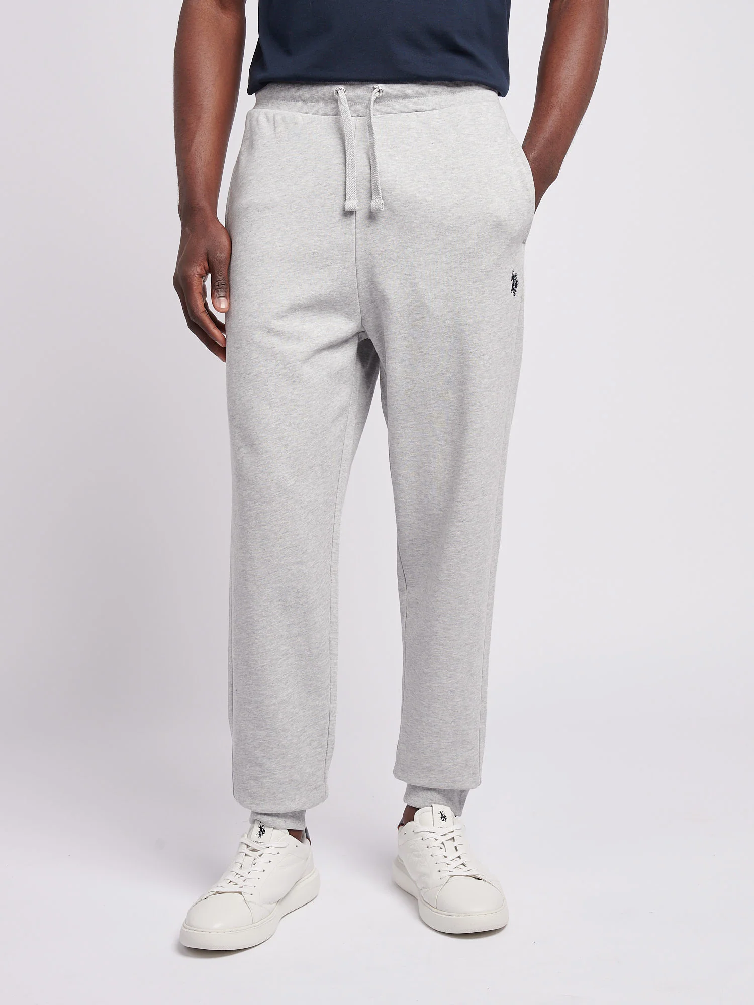 Mens Double Horsemen Loopback Jogger Mid Grey Marl