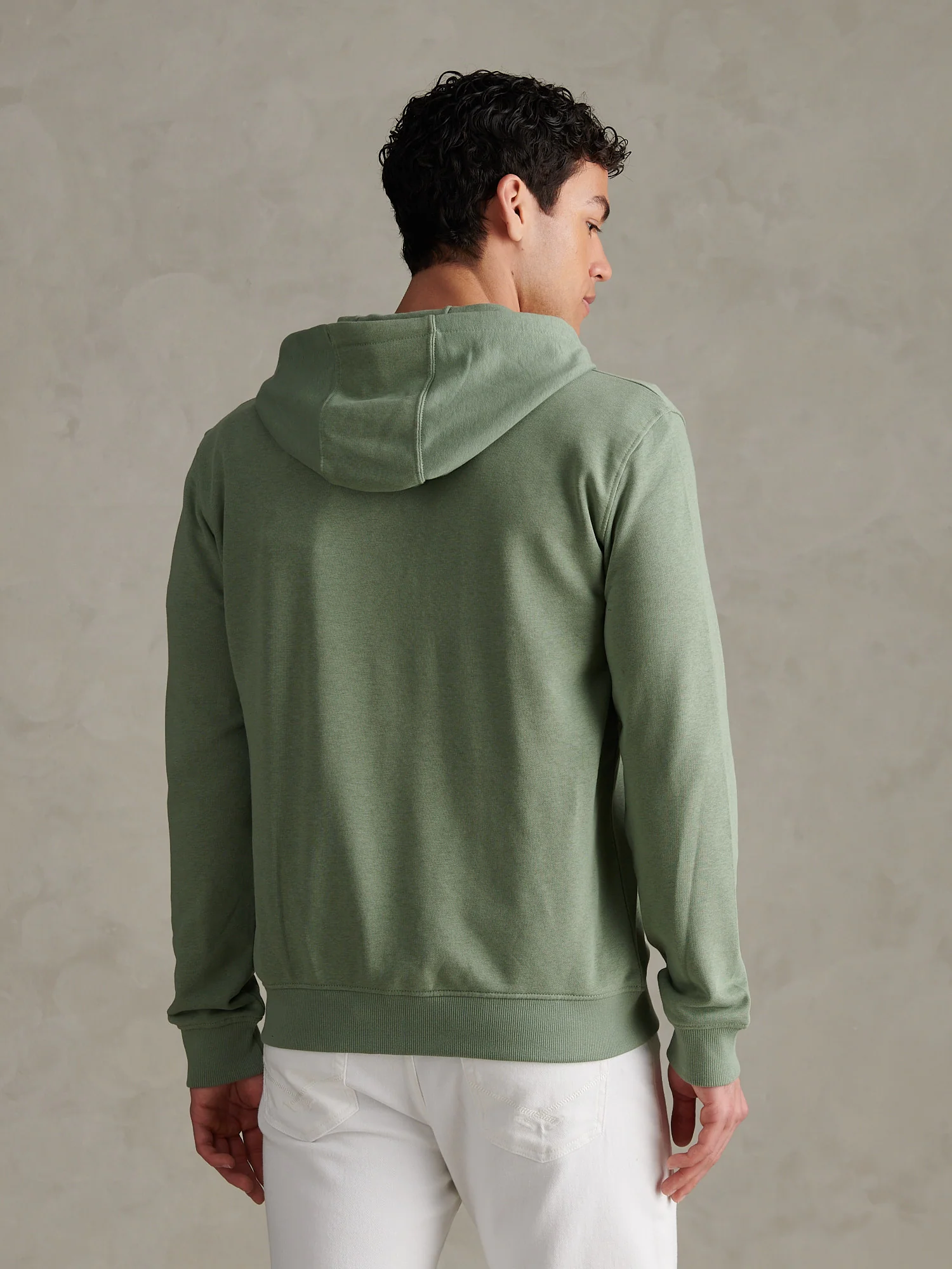 Mens Double Horsemen Loopback Zip Hoodie Sea Spray - Image 4